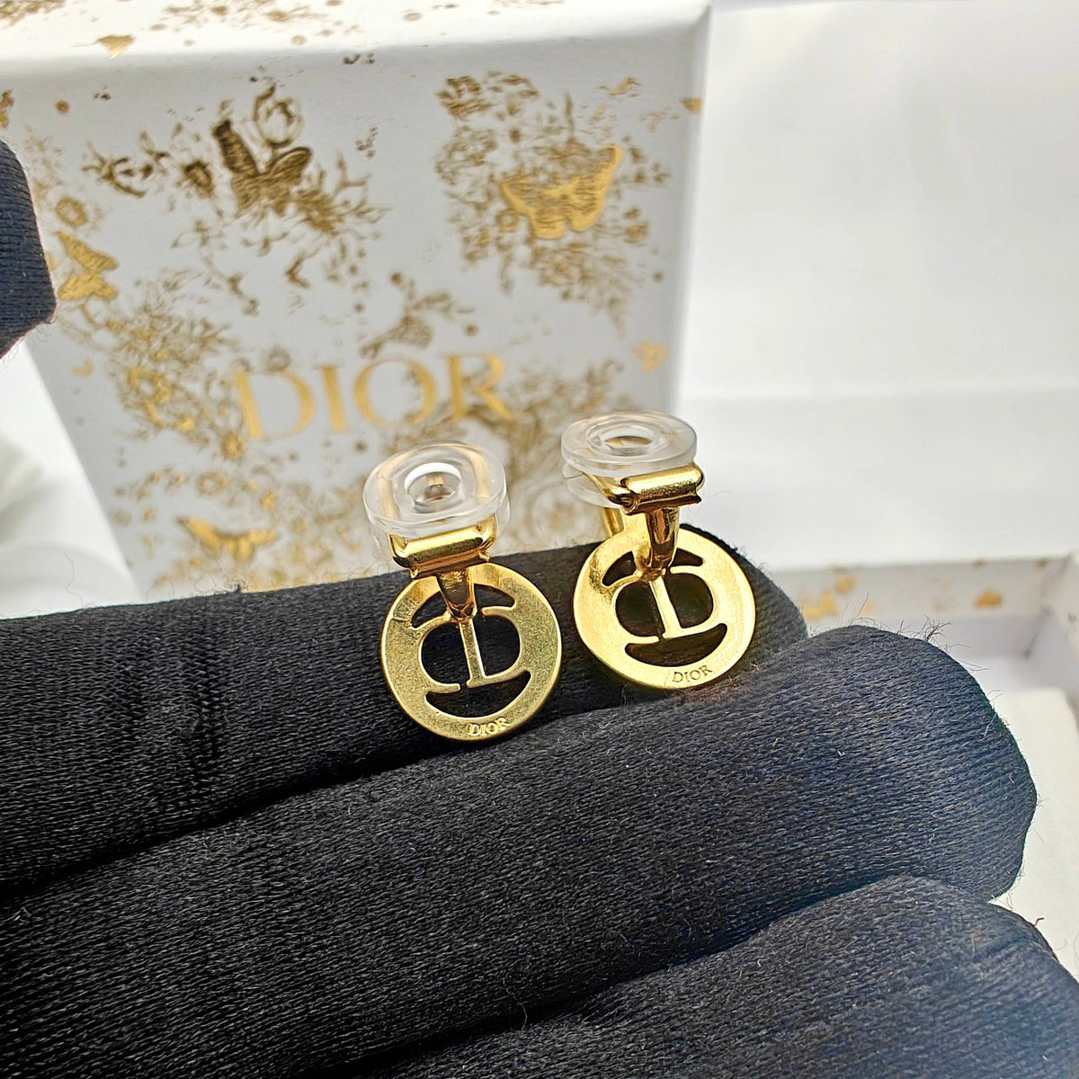 Dior - Other - Gold-tone metal with clear rhinestone embellishments. - Gold