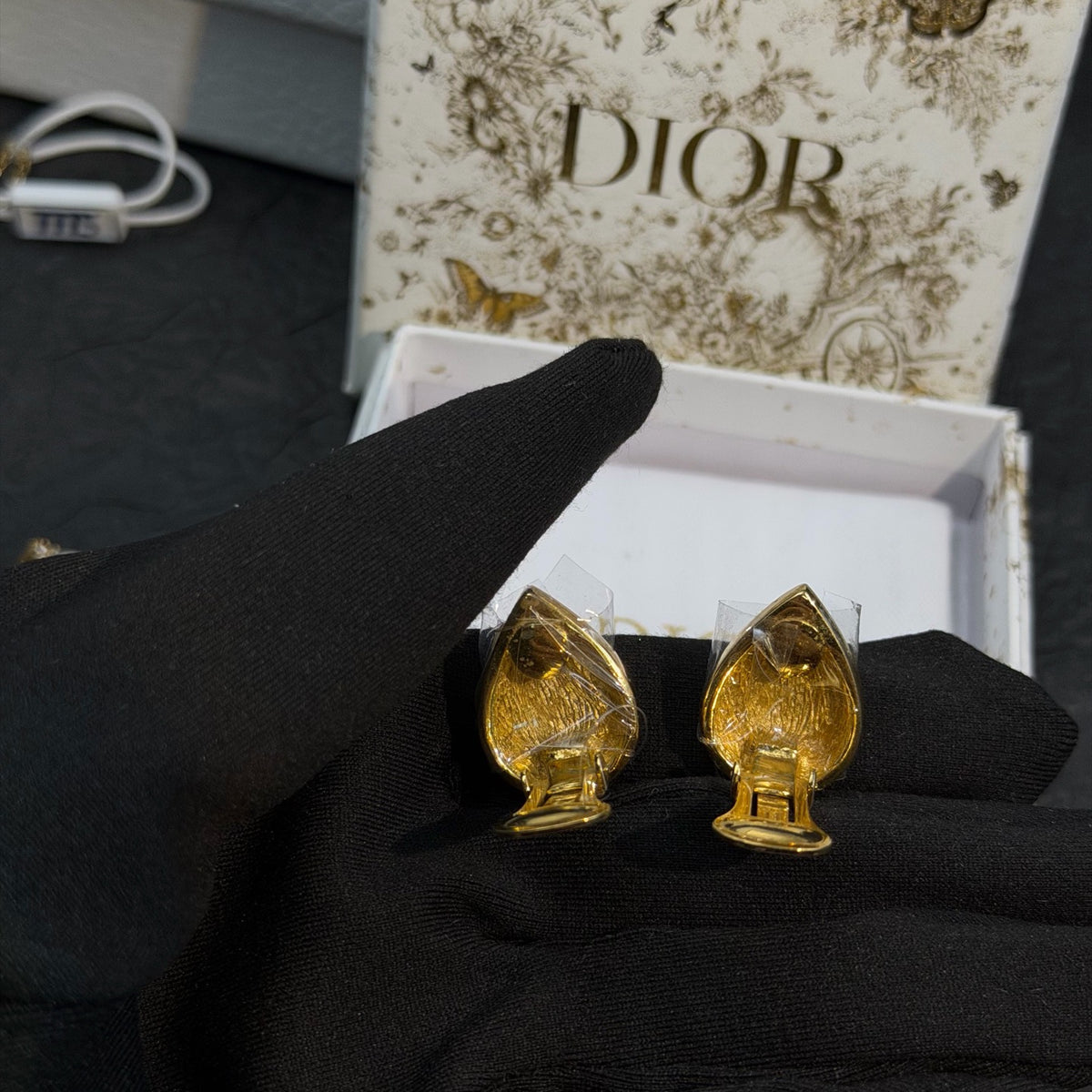 Dior - Other - Gold-tone metal with faux pearl cabochons and clear crystal or rhinestone accents. - Gold