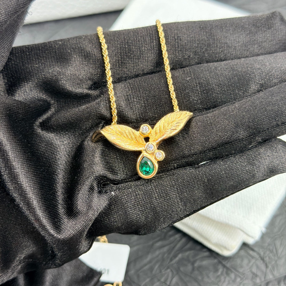 Dior - Other - Gold-tone metal with green and clear rhinestone embellishments. - Green