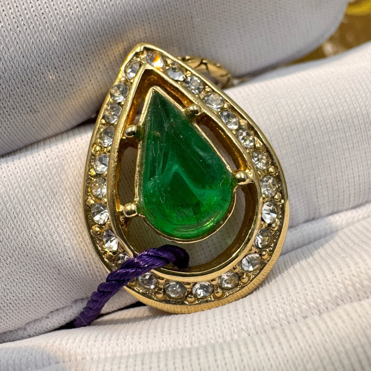 Dior - Other - Gold-tone metal with green and clear stones; stone composition unconfirmed. - Multicolour
