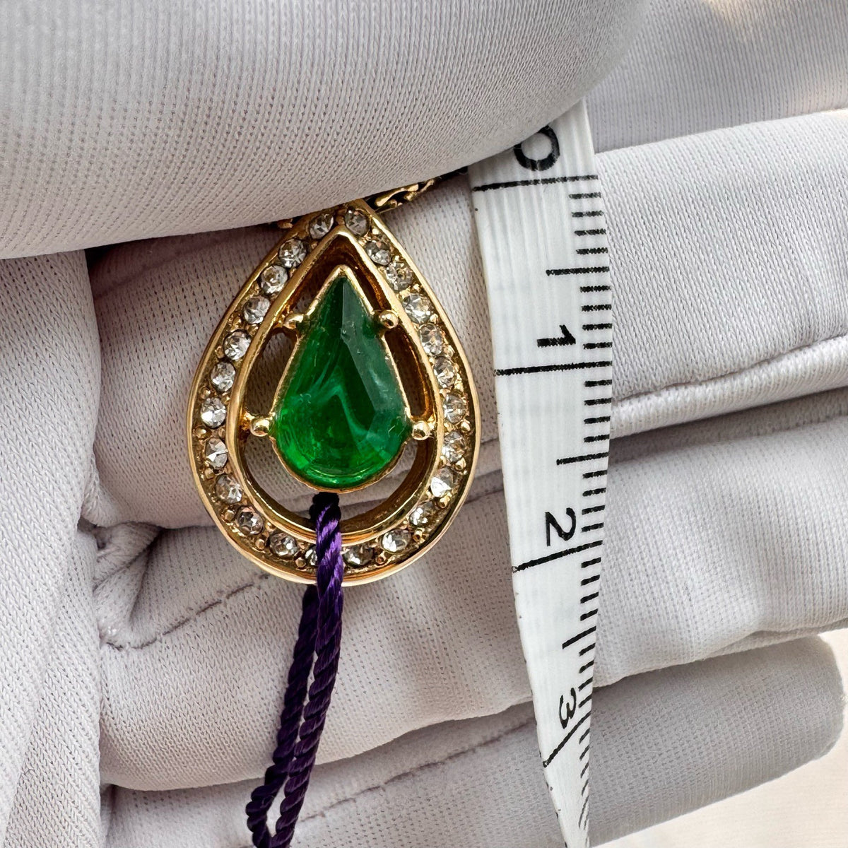Dior - Other - Gold-tone metal with green and clear stones; stone composition unconfirmed. - Multicolour