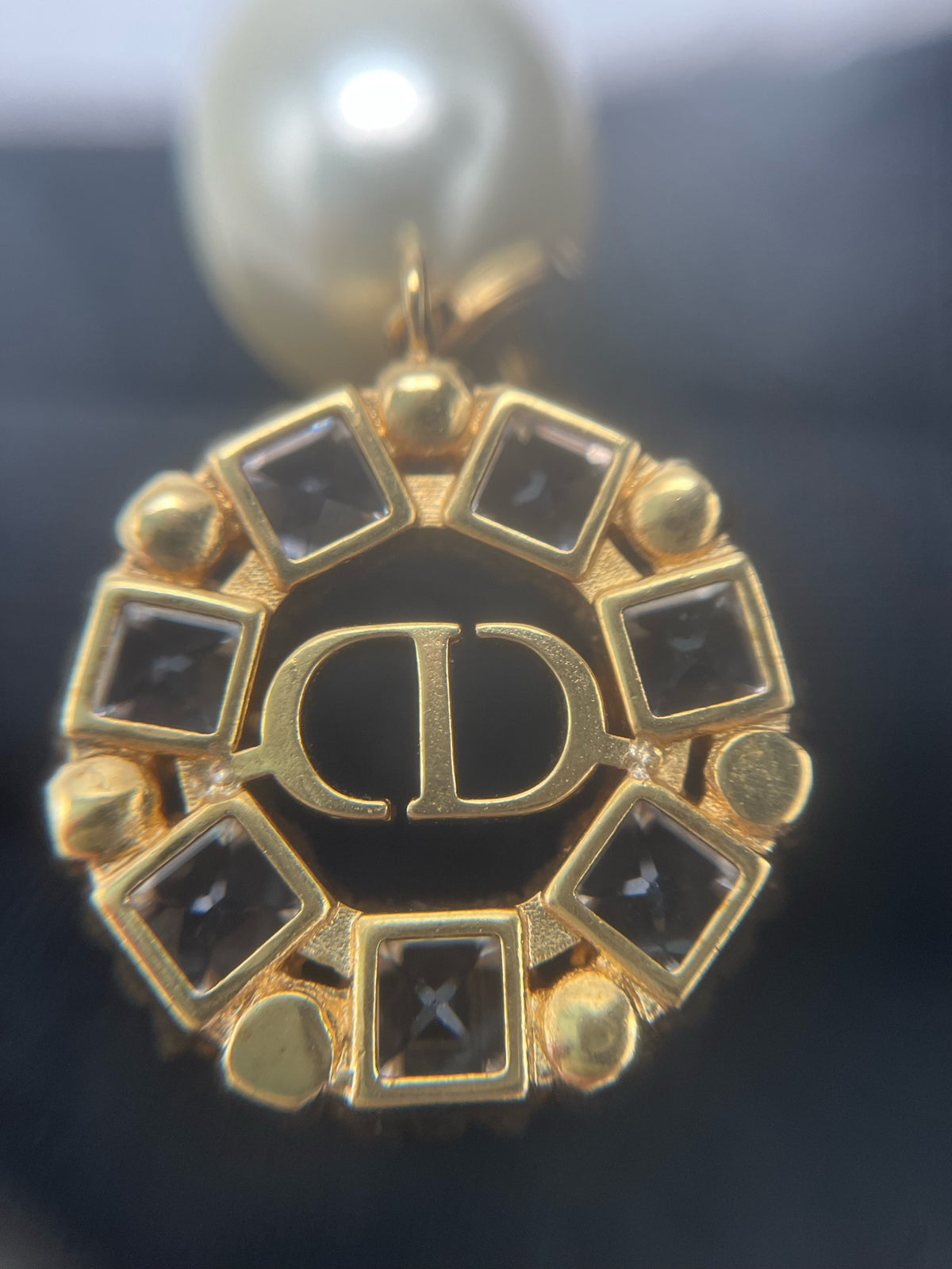 Dior - Other - Gold-tone metal with imitation pearls and clear crystal embellishments. - Gold - (One size)