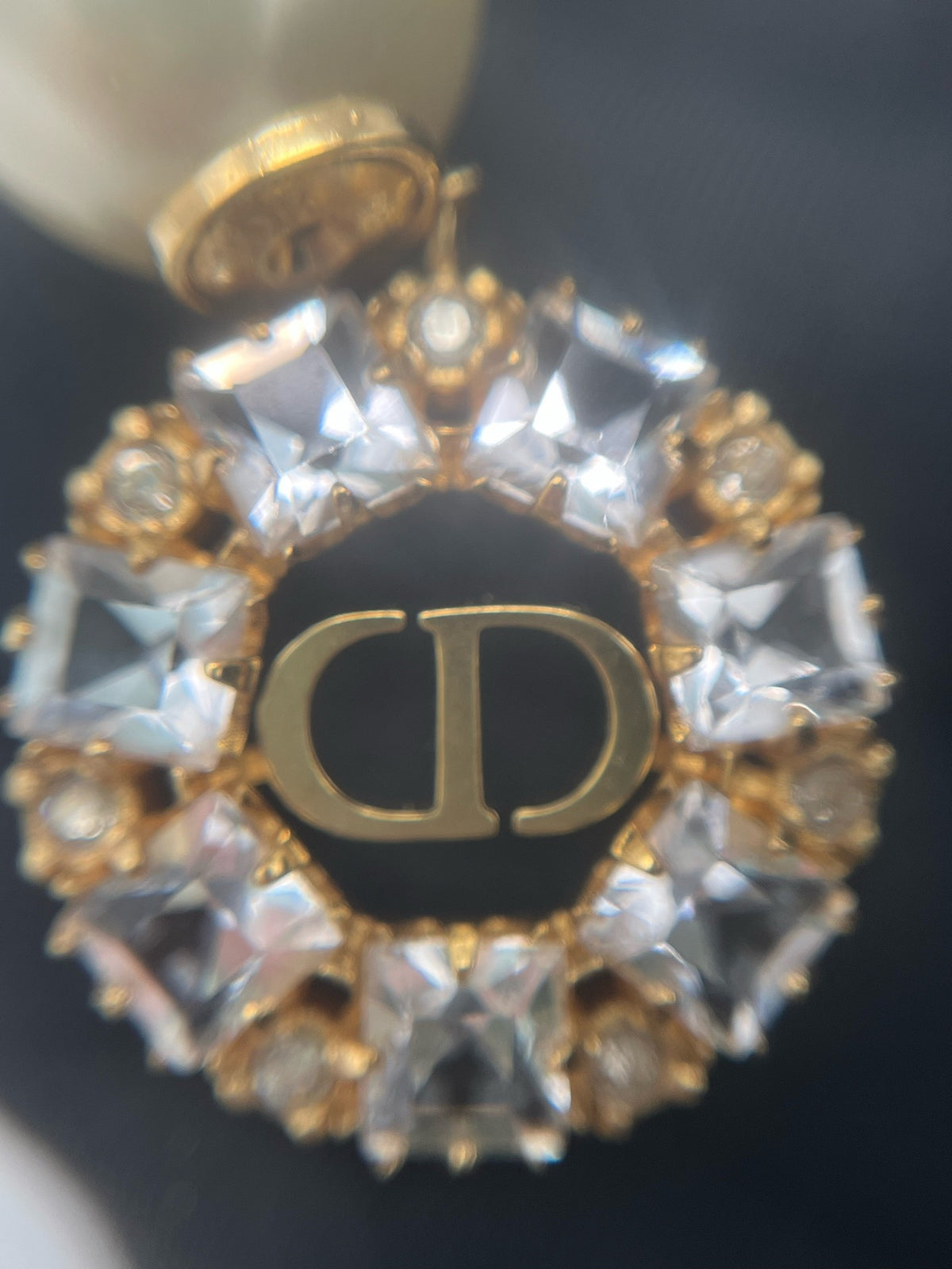 Dior - Other - Gold-tone metal with imitation pearls and clear crystal embellishments. - Gold - (One size)