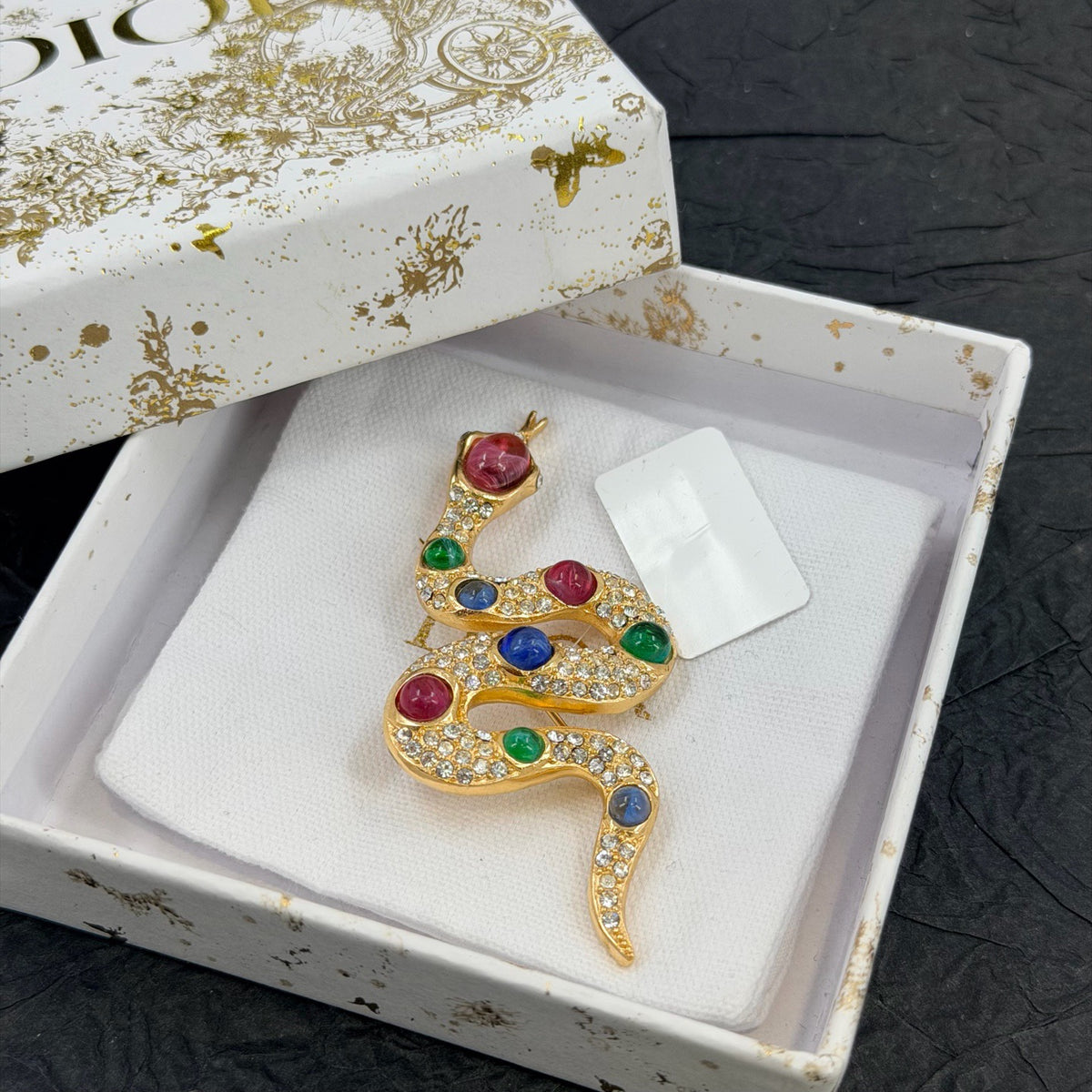 Dior - Other - Gold-tone metal with multicoloured glass cabochons and clear rhinestones - Multicolour