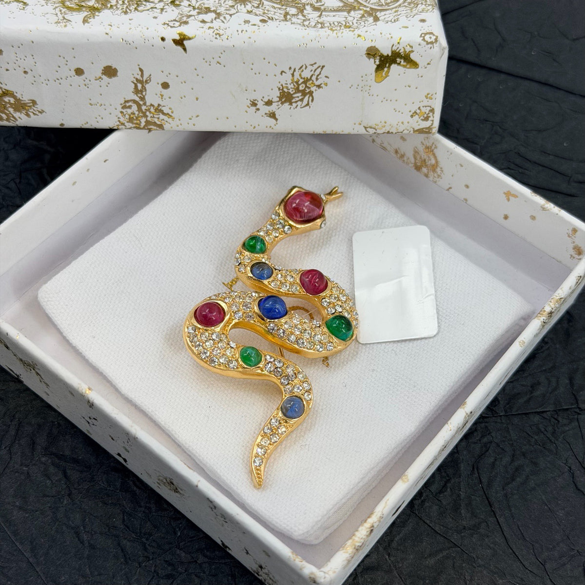Dior - Other - Gold-tone metal with multicoloured glass cabochons and clear rhinestones - Multicolour
