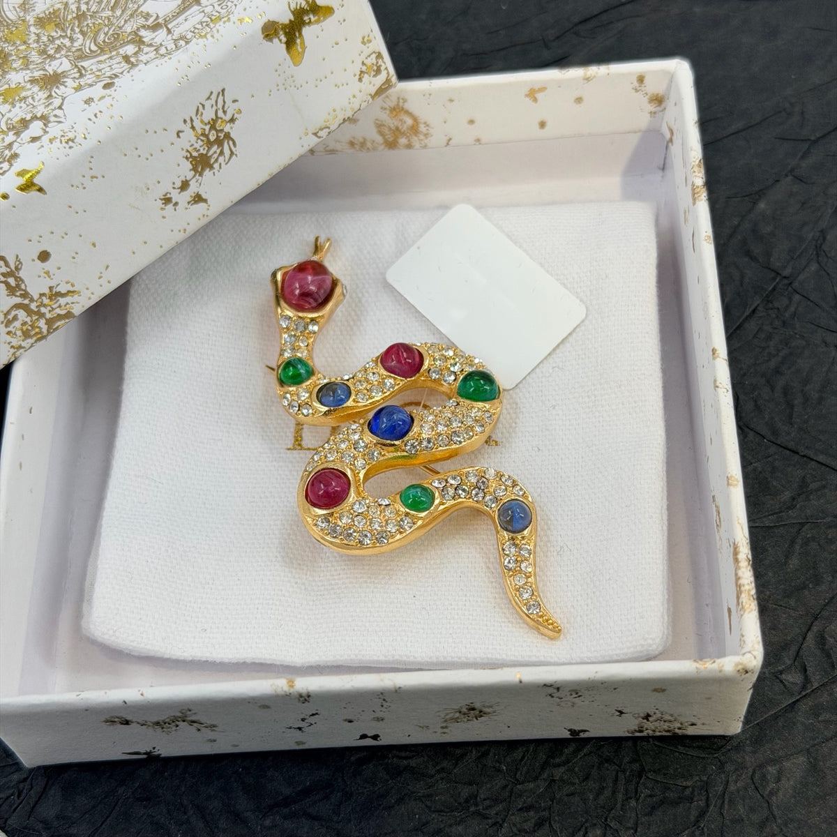 Dior - Other - Gold-tone metal with multicoloured glass cabochons and clear rhinestones - Multicolour