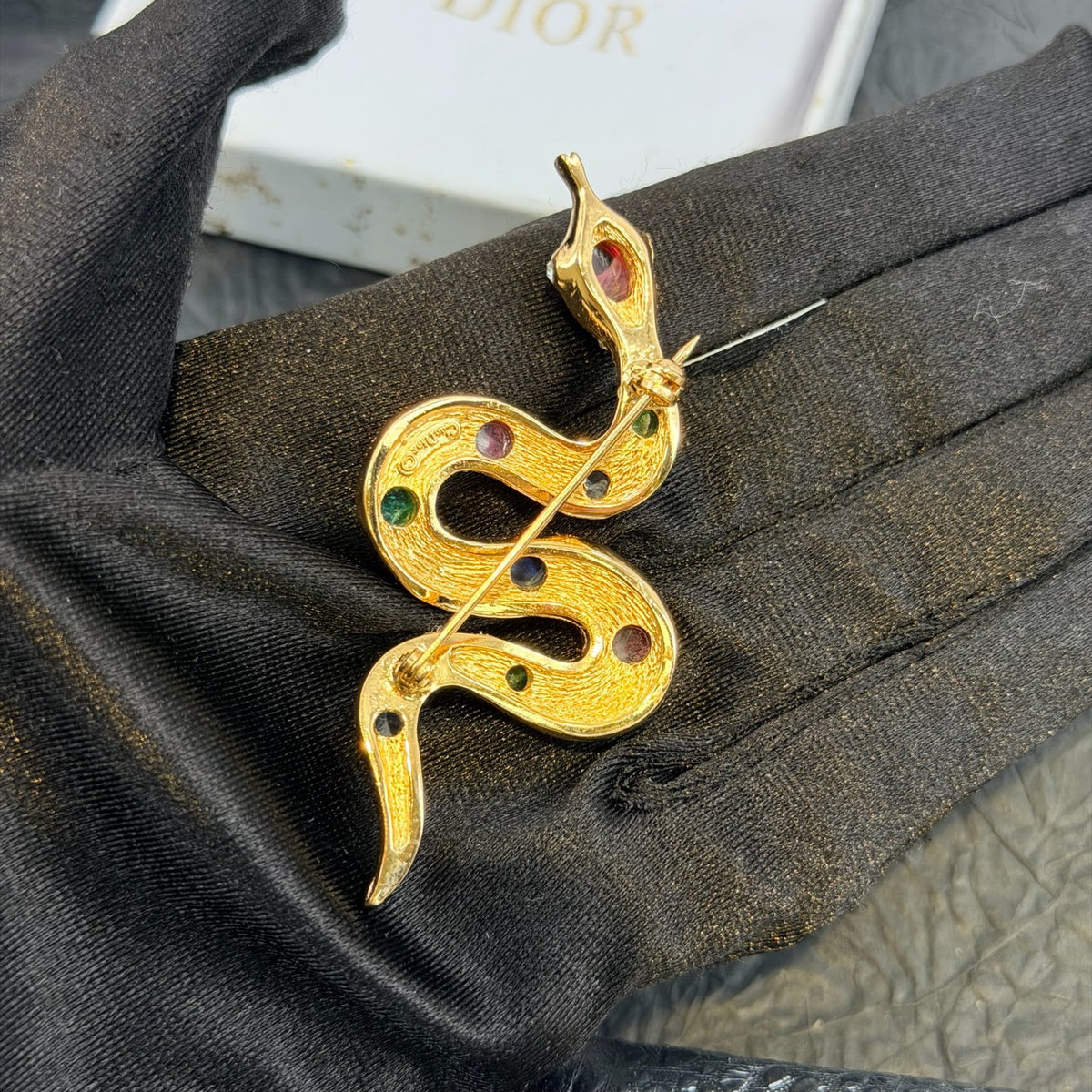 Dior - Other - Gold-tone metal with multicoloured glass cabochons and clear rhinestones - Multicolour