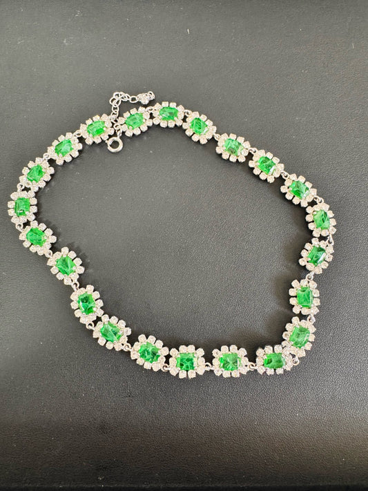 Dior - Other - Metal setting with green and clear faceted embellishments; exact composition is unspecified. - Green - (39 cm + 5 cm extension)