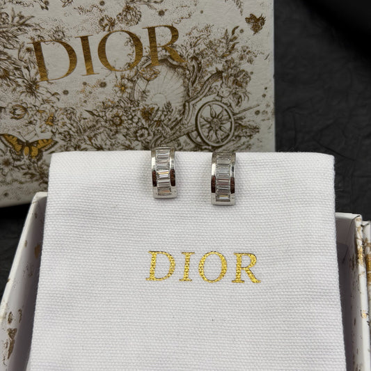 Dior - Other - Silver-tone metal with clear rhinestone embellishments; base metal composition unspecified. - Silver