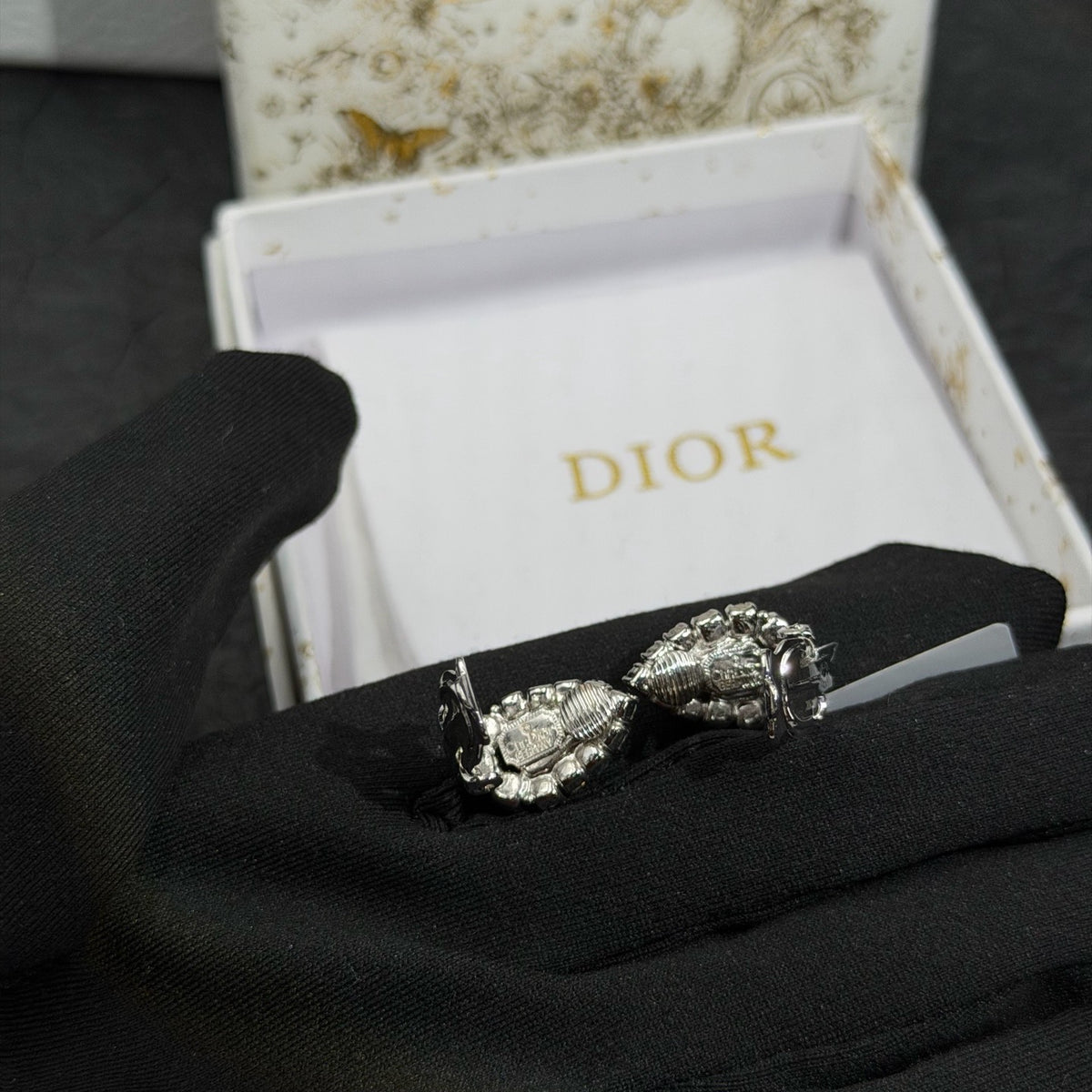Dior - Other - Silver-tone metal with green decorative stones and clear rhinestones; exact composition unknown. - Green