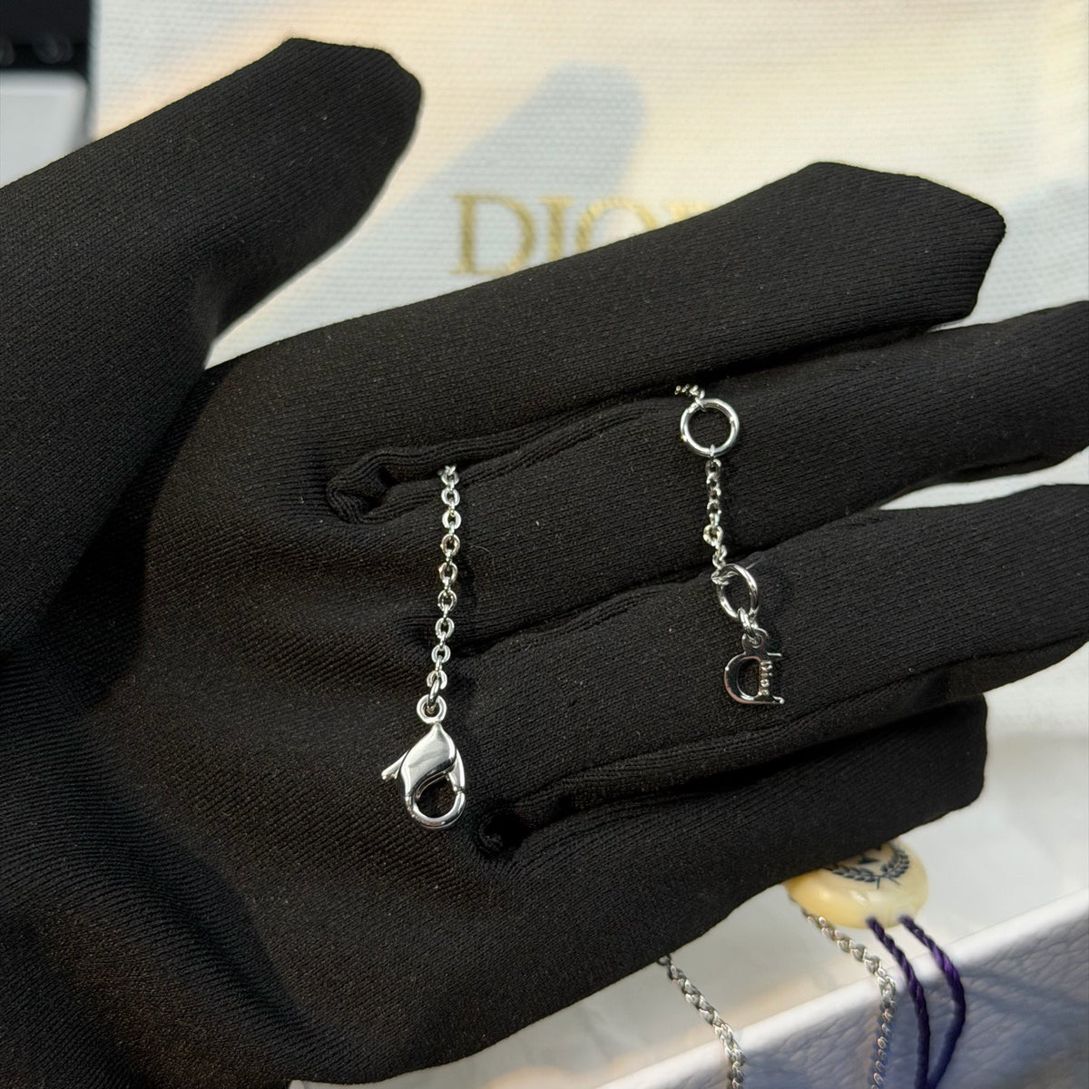 Dior - Other - Silver-tone metal with pink beads; bead material is unknown. - Multicolour