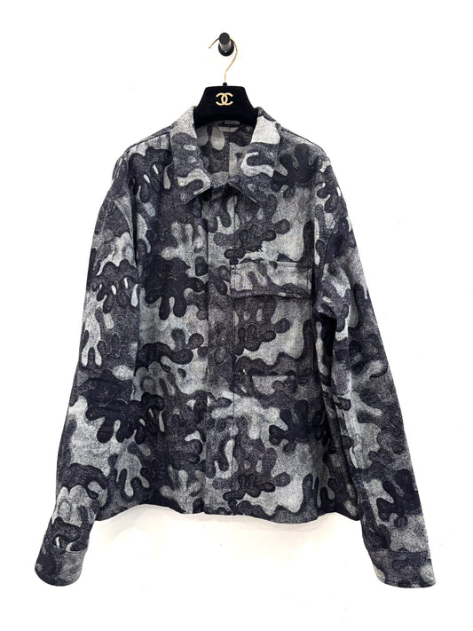 Dior - Peter Doig Collaboration Camouflage Logo Denim Jacket - Cotton denim with polyester embroidery - Black and Grey - (50)