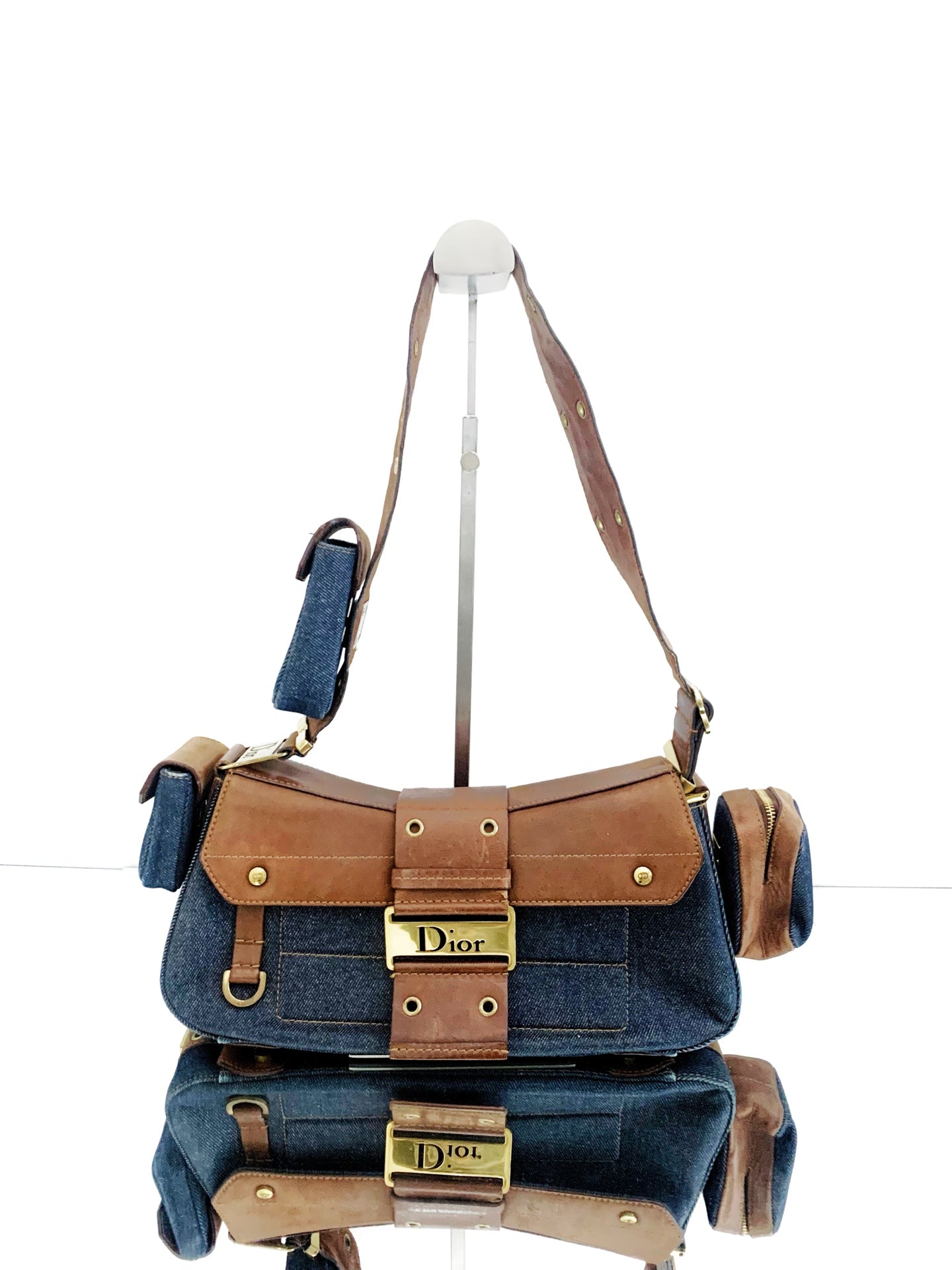Dior - Punk Shoulder Bag / Crossbody Bag - Denim - Jeans and Leather - Blue - (medium)
