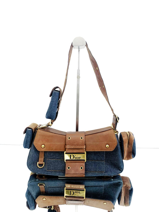 Dior - Punk Shoulder Bag / Crossbody Bag - Denim - Jeans and Leather - Blue - (medium)