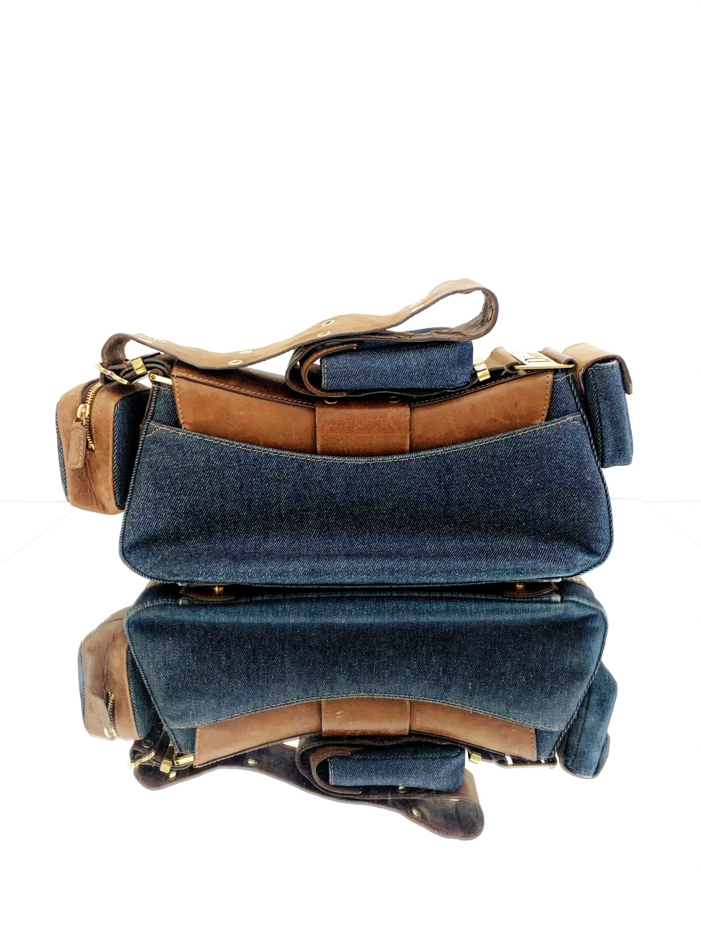 Dior - Punk Shoulder Bag / Crossbody Bag - Denim - Jeans and Leather - Blue - (medium)