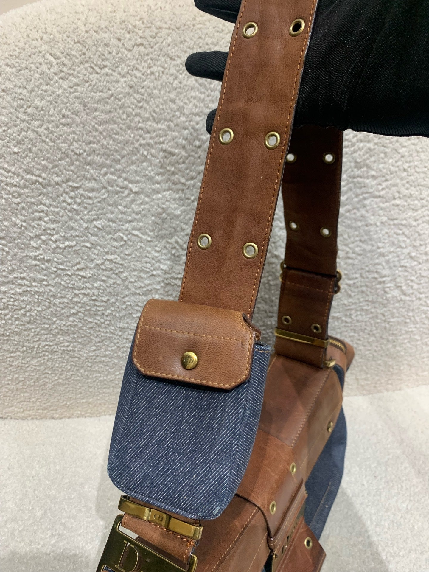 Dior - Punk Shoulder Bag / Crossbody Bag - Denim - Jeans and Leather - Blue - (medium)