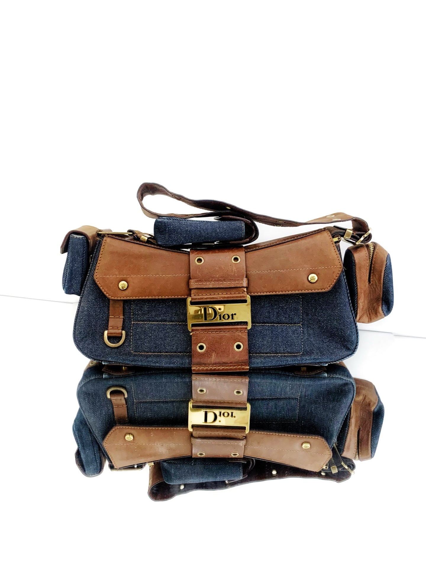 Dior - Punk Shoulder Bag / Crossbody Bag - Denim - Jeans and Leather - Blue - (medium)