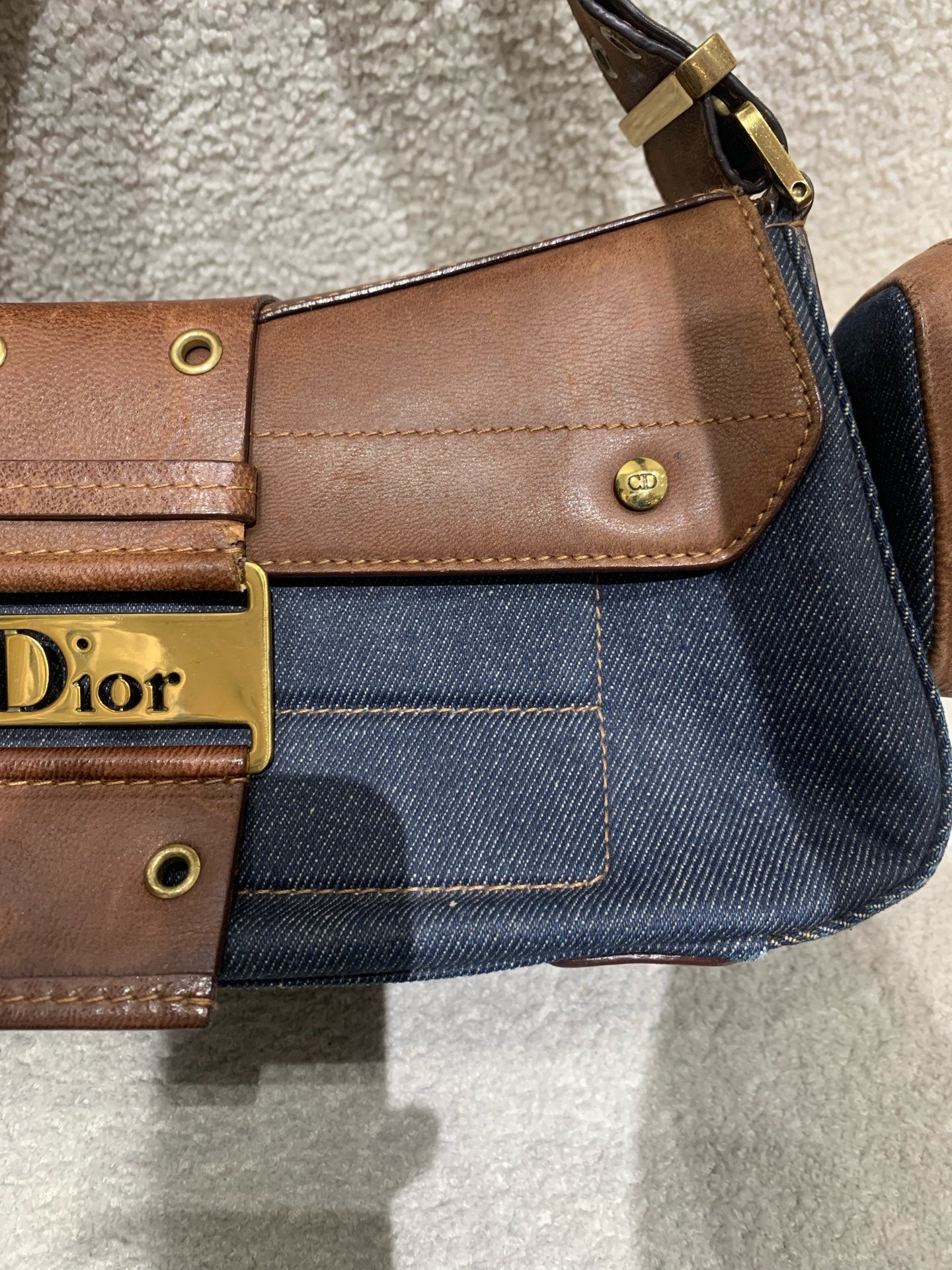 Dior - Punk Shoulder Bag / Crossbody Bag - Denim - Jeans and Leather - Blue - (medium)