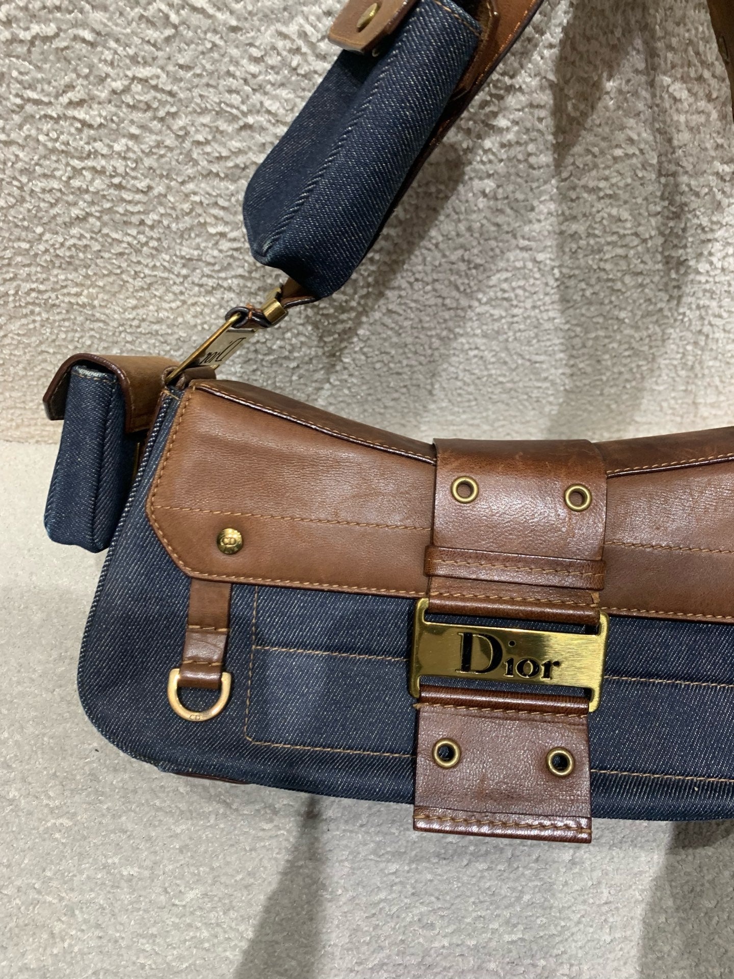 Dior - Punk Shoulder Bag / Crossbody Bag - Denim - Jeans and Leather - Blue - (medium)