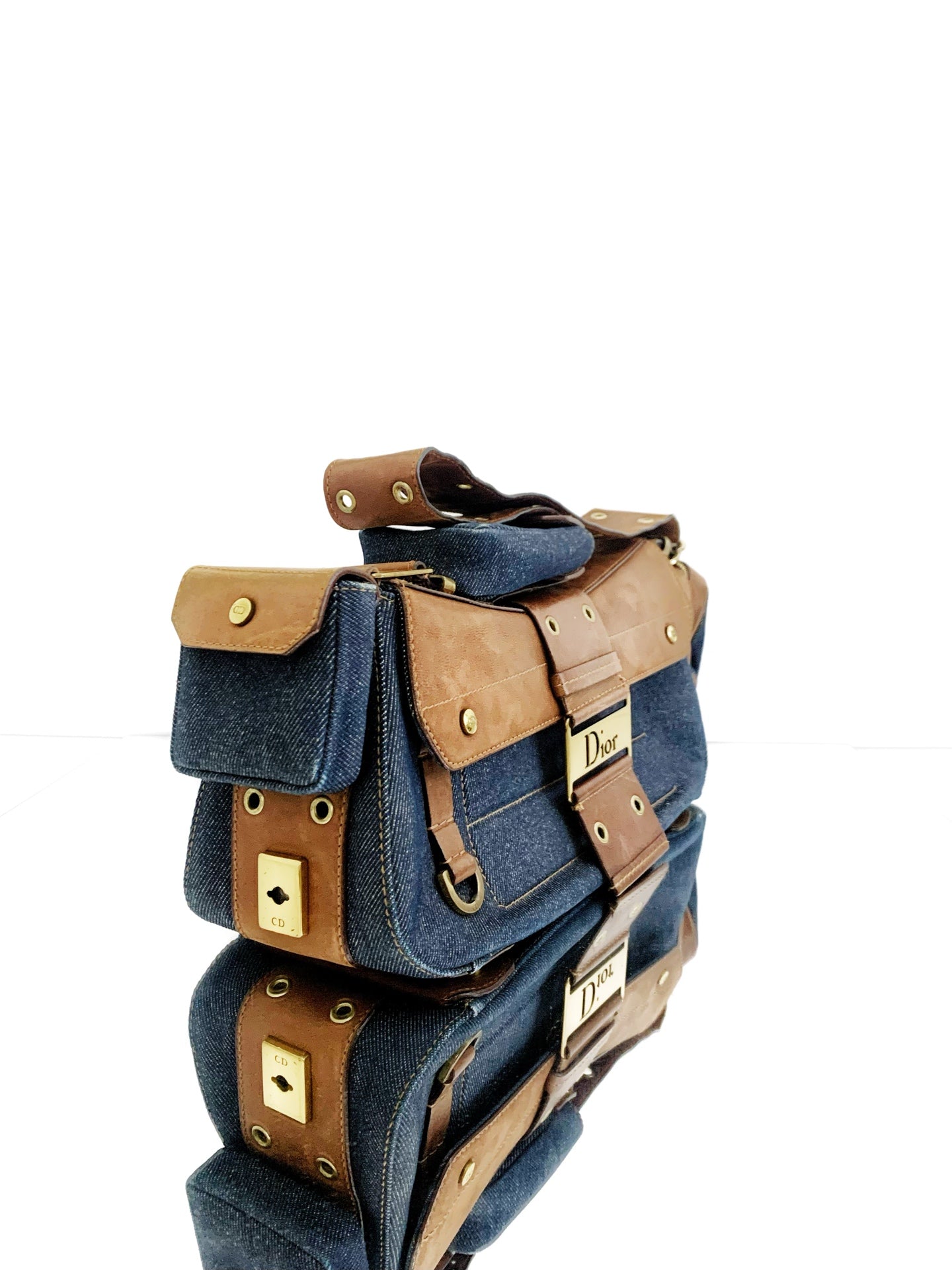 Dior - Punk Shoulder Bag / Crossbody Bag - Denim - Jeans and Leather - Blue - (medium)