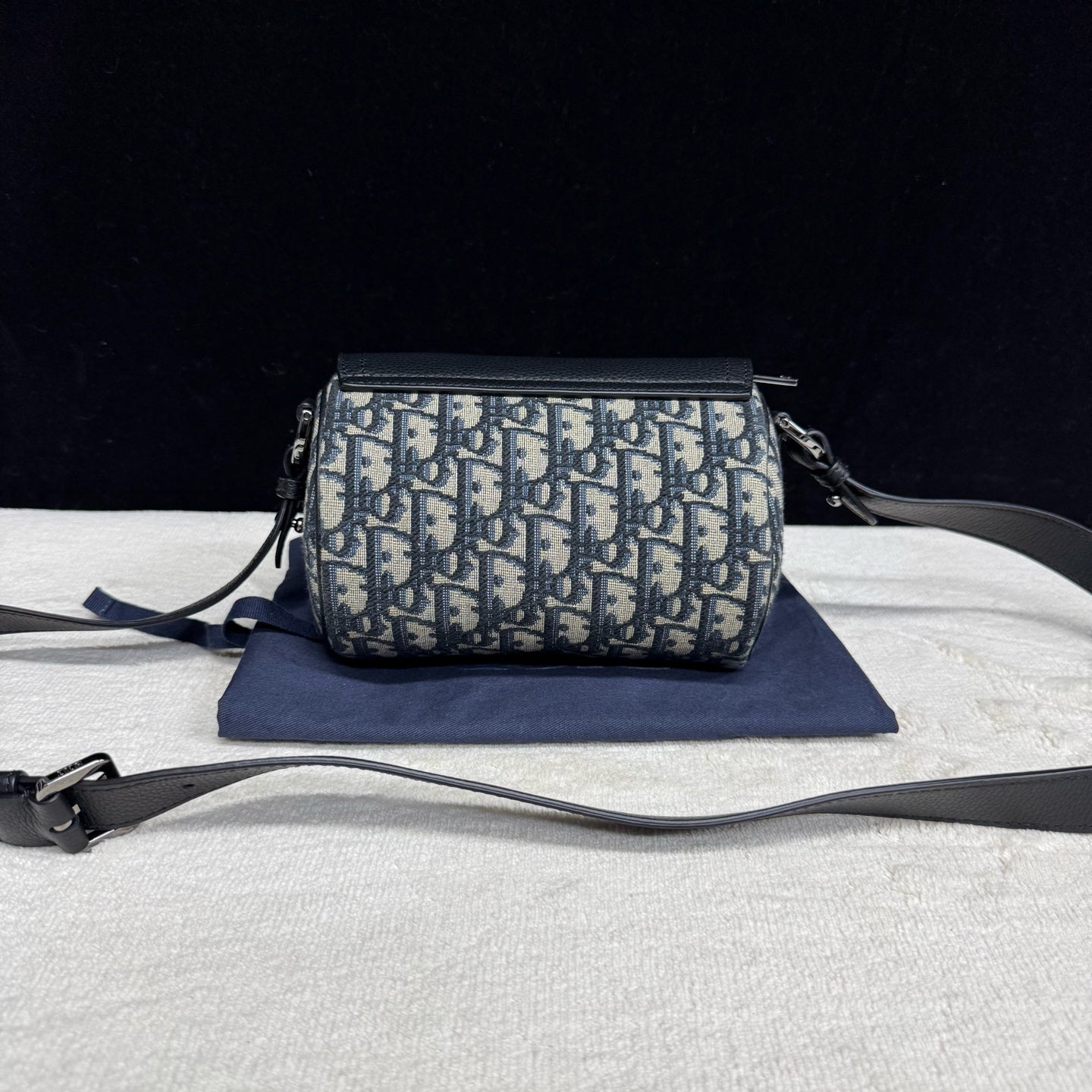 Dior - Roller - Embroidered Dior Oblique canvas with black pebbled leather trim - Blue - (mini)