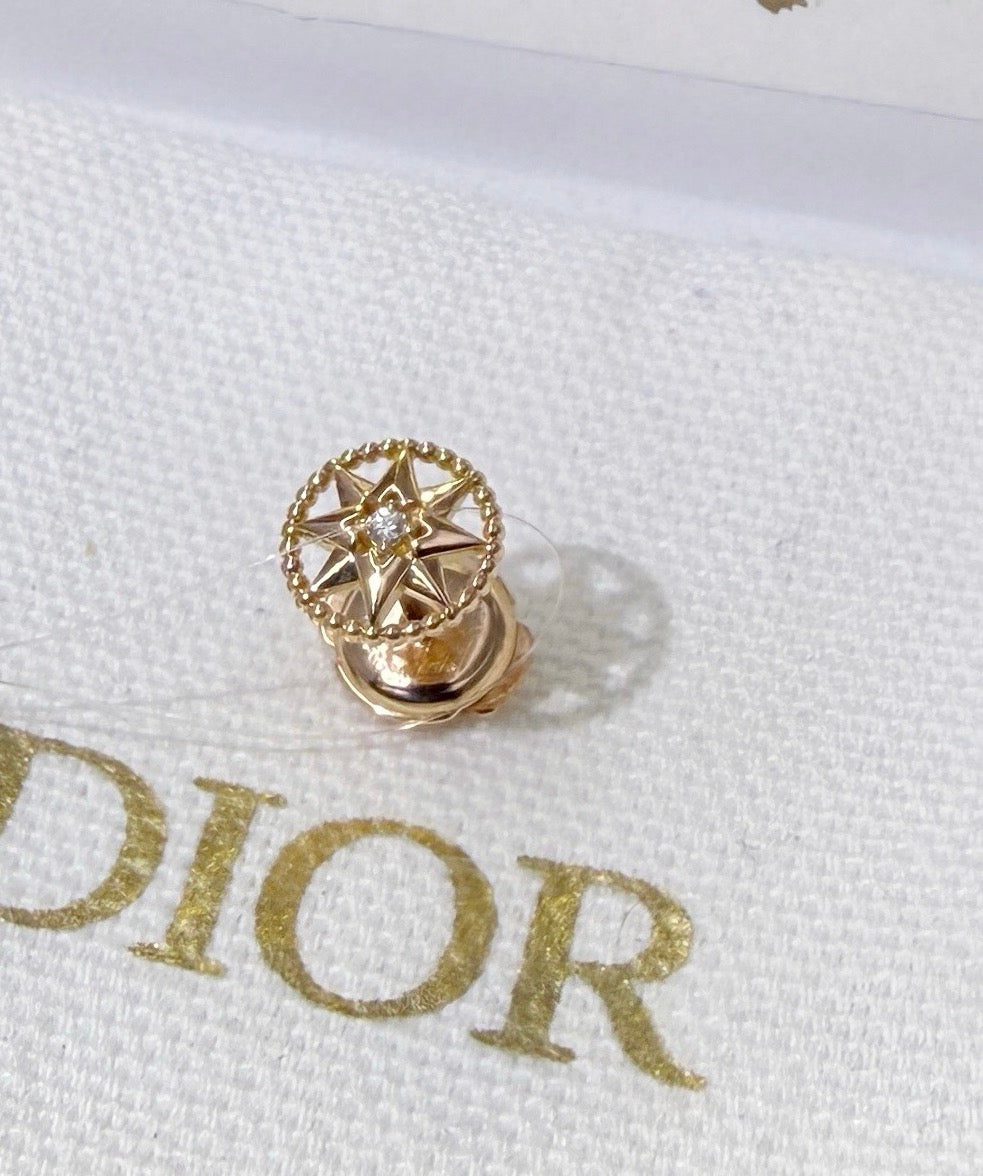 Dior - Rose des Vents Single Earring - 18K yellow gold with a central diamond - Gold