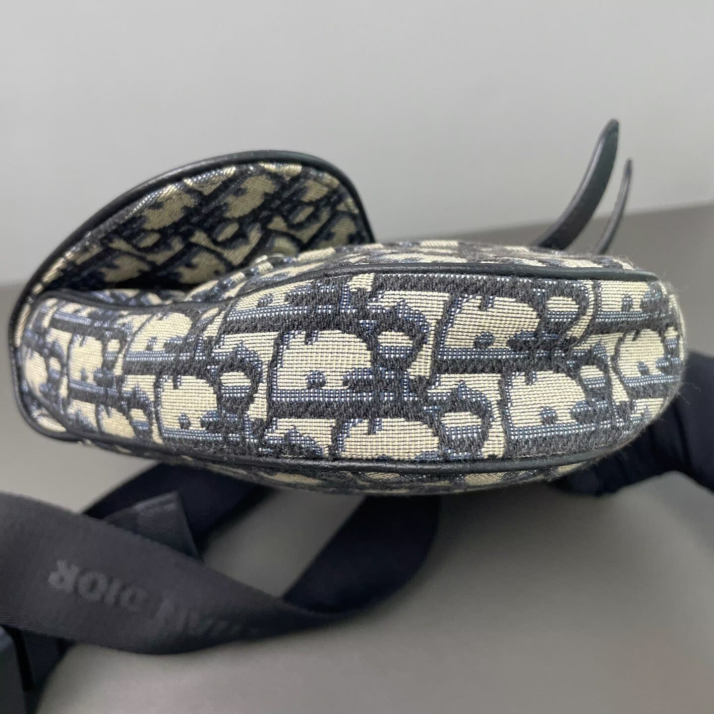 Dior - Saddle Bag - Canvas and leather - Navy and Beige - (medium)