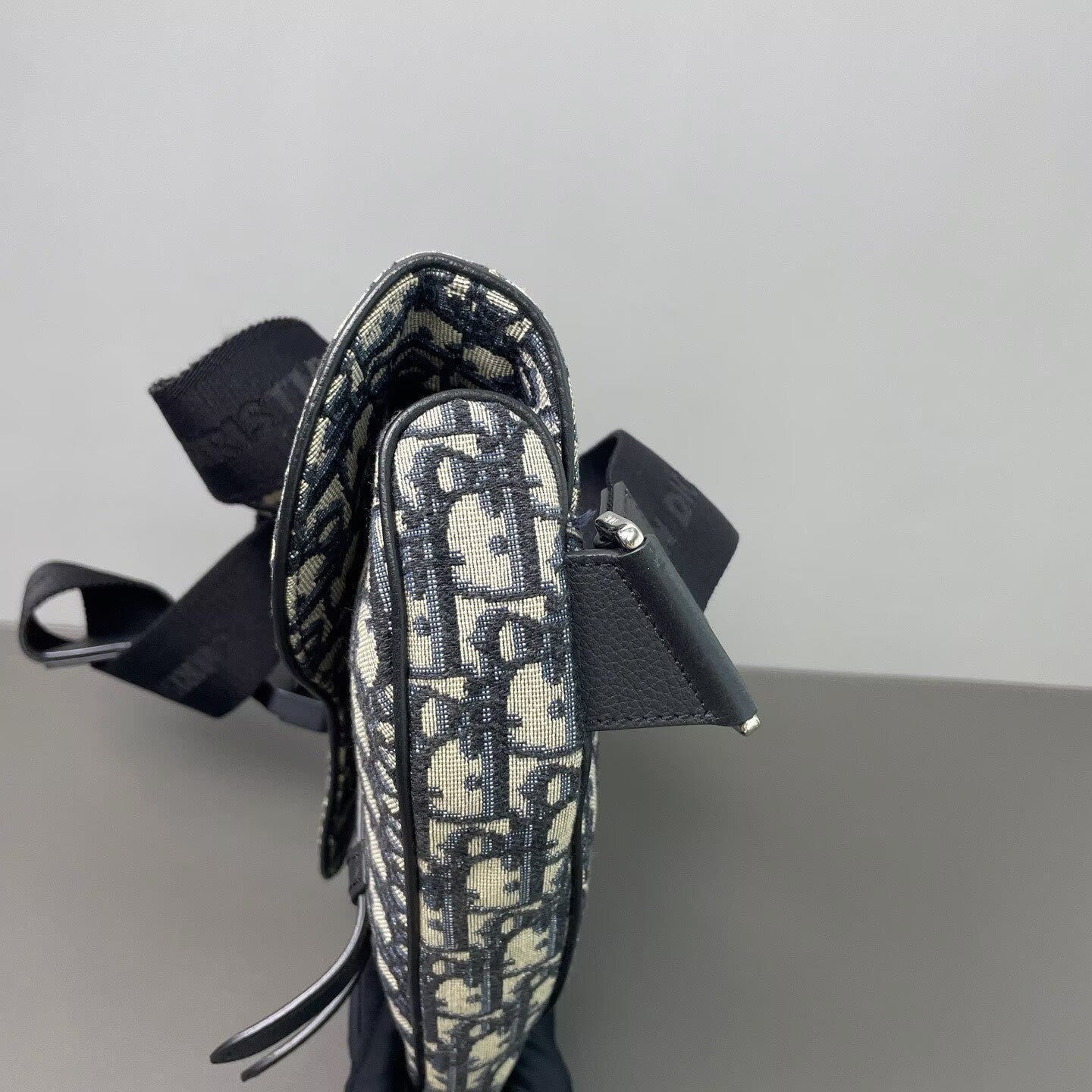 Dior - Saddle Bag - Canvas and leather - Navy and Beige - (medium)