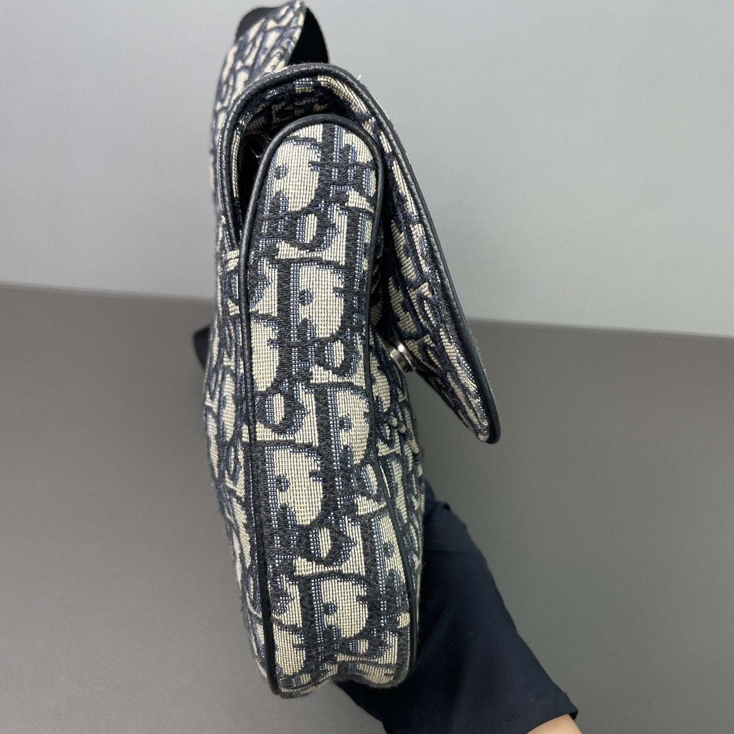 Dior - Saddle Bag - Canvas and leather - Navy and Beige - (medium)
