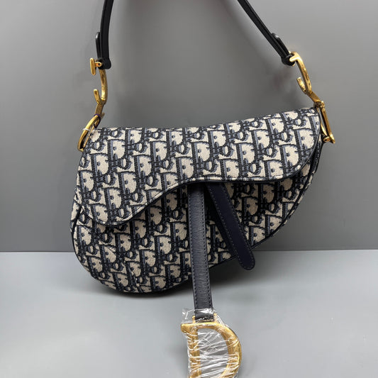Dior - Saddle Bag - Cloth - Blue - (large)