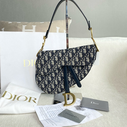 Dior - Saddle Bag - Cloth - Blue - (Medium)