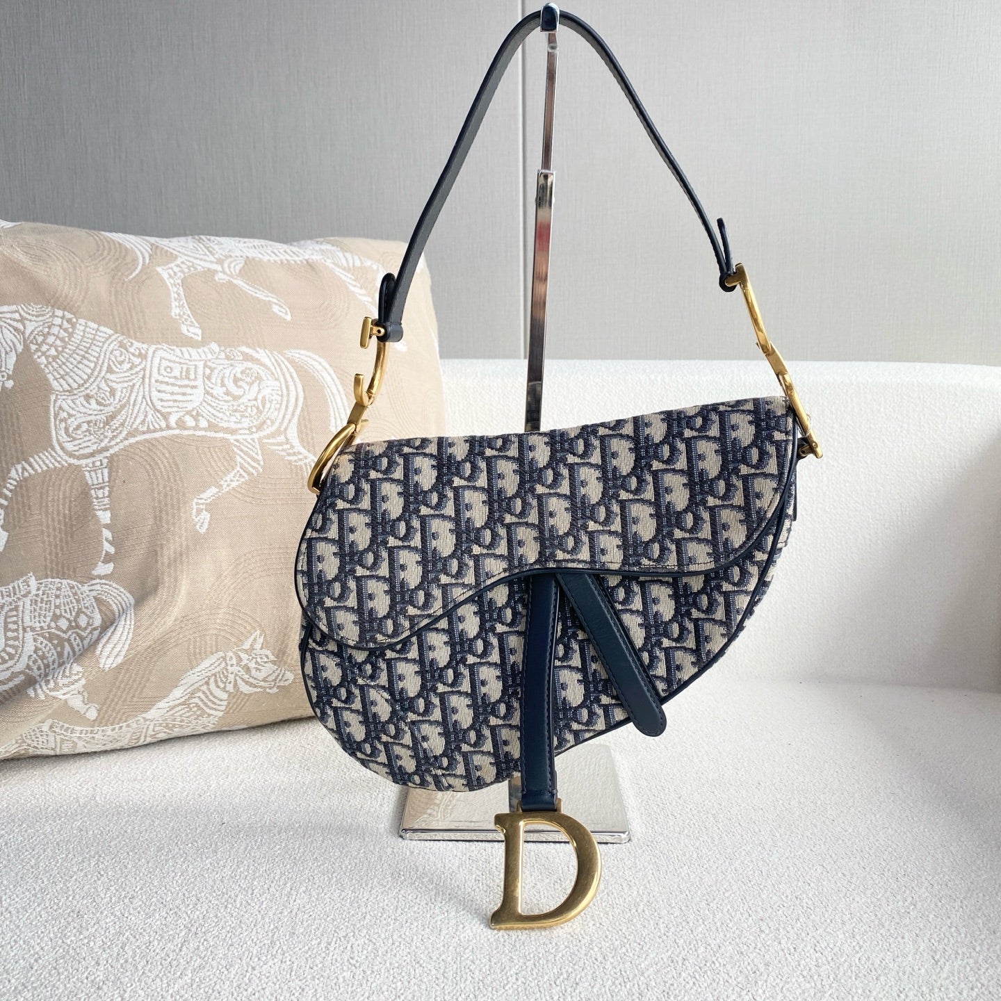 Dior - Saddle Bag - Cloth - Blue - (medium)