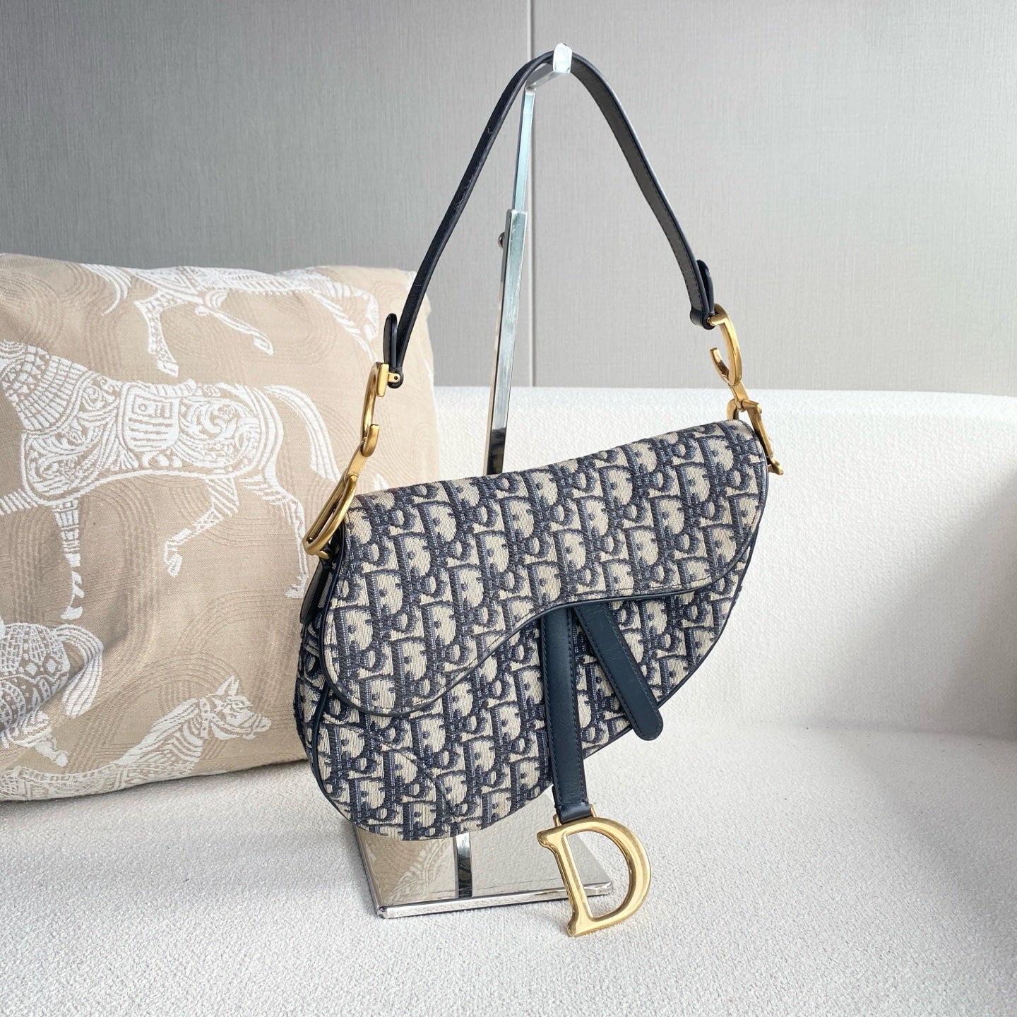 Dior - Saddle Bag - Cloth - Blue - (medium)