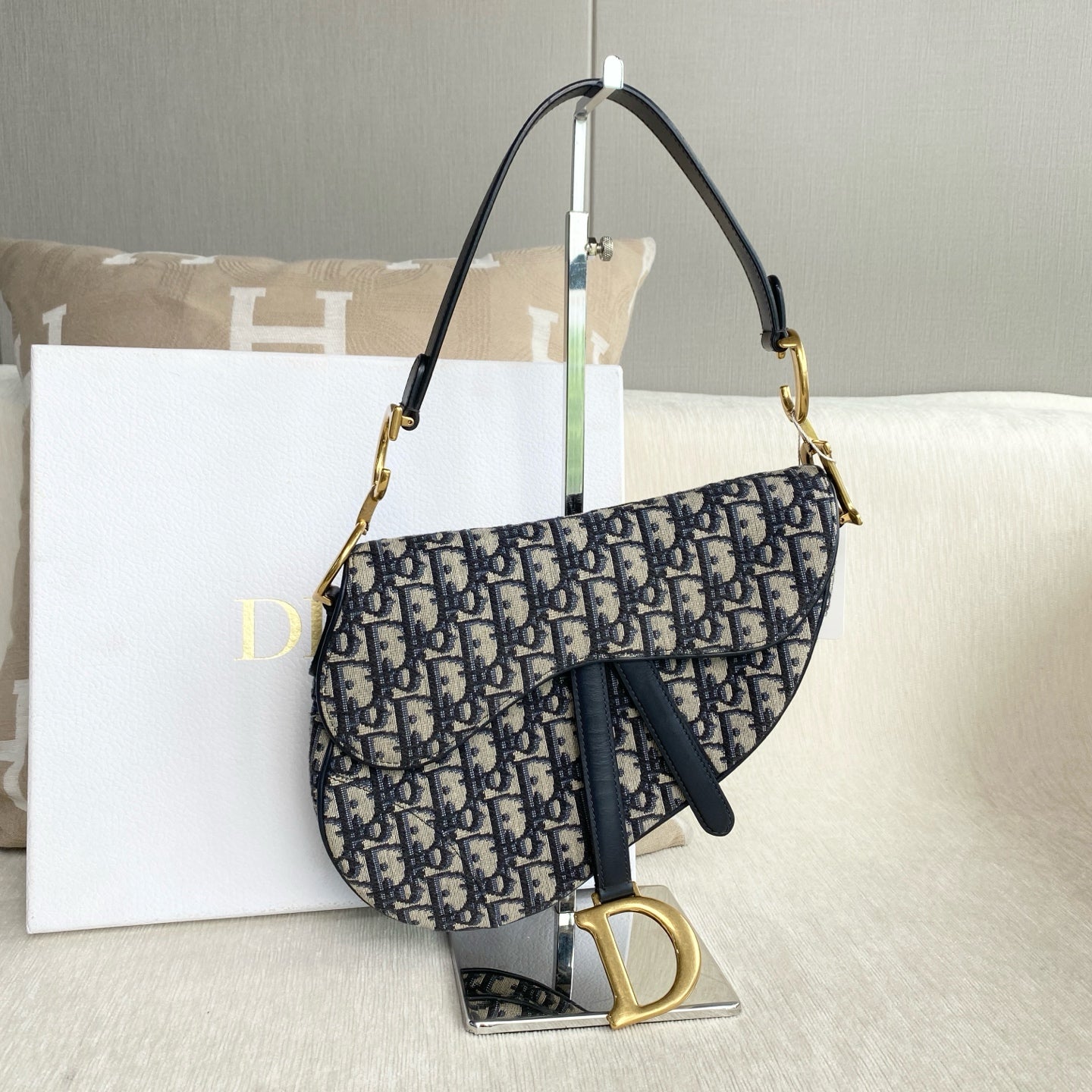 Dior - Saddle Bag - Cloth - Blue - (Medium)