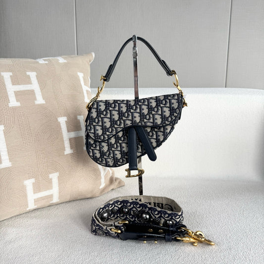 Dior - Saddle Bag - Cloth - Blue - (Small)
