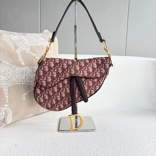 Dior - Saddle Bag - Cloth - Burgundy - (medium)