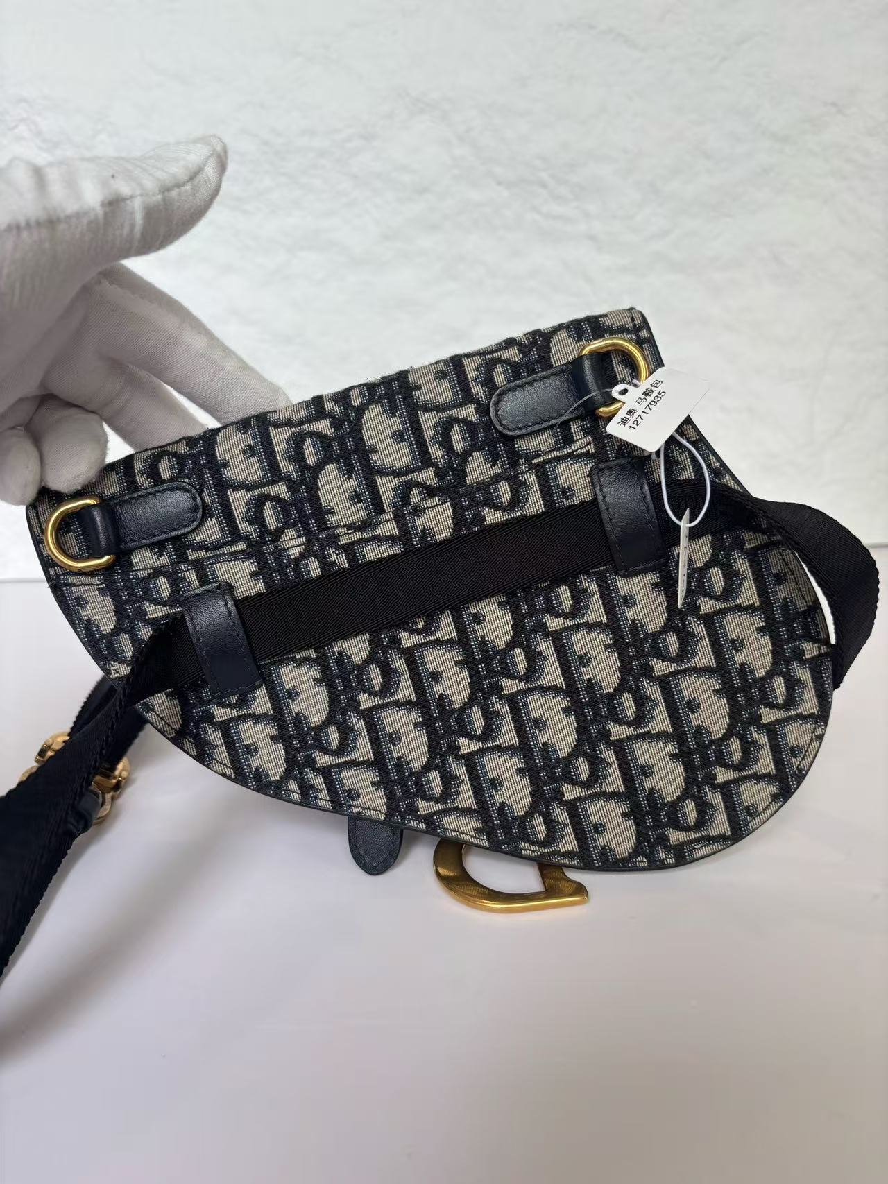Dior - Saddle Bag - Dior Oblique jacquard canvas with calfskin leather trim - Blue and Beige - (Standard)