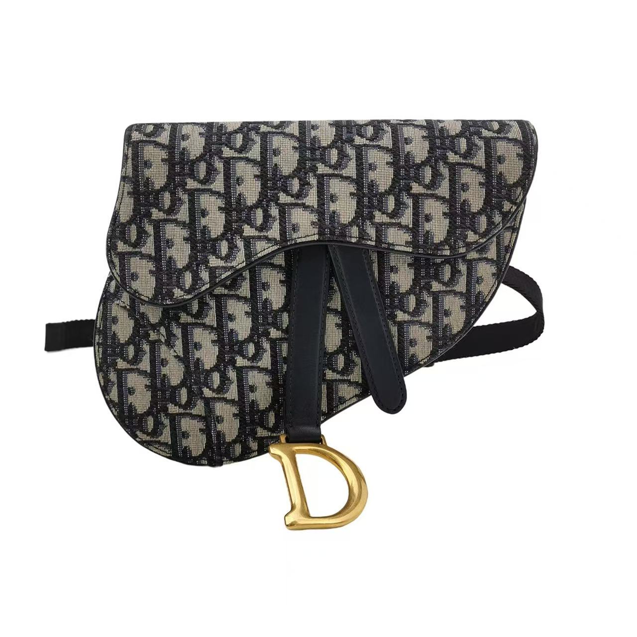 Dior - Saddle Bag - Dior Oblique jacquard canvas with calfskin leather trim - Blue and Beige - (Standard)