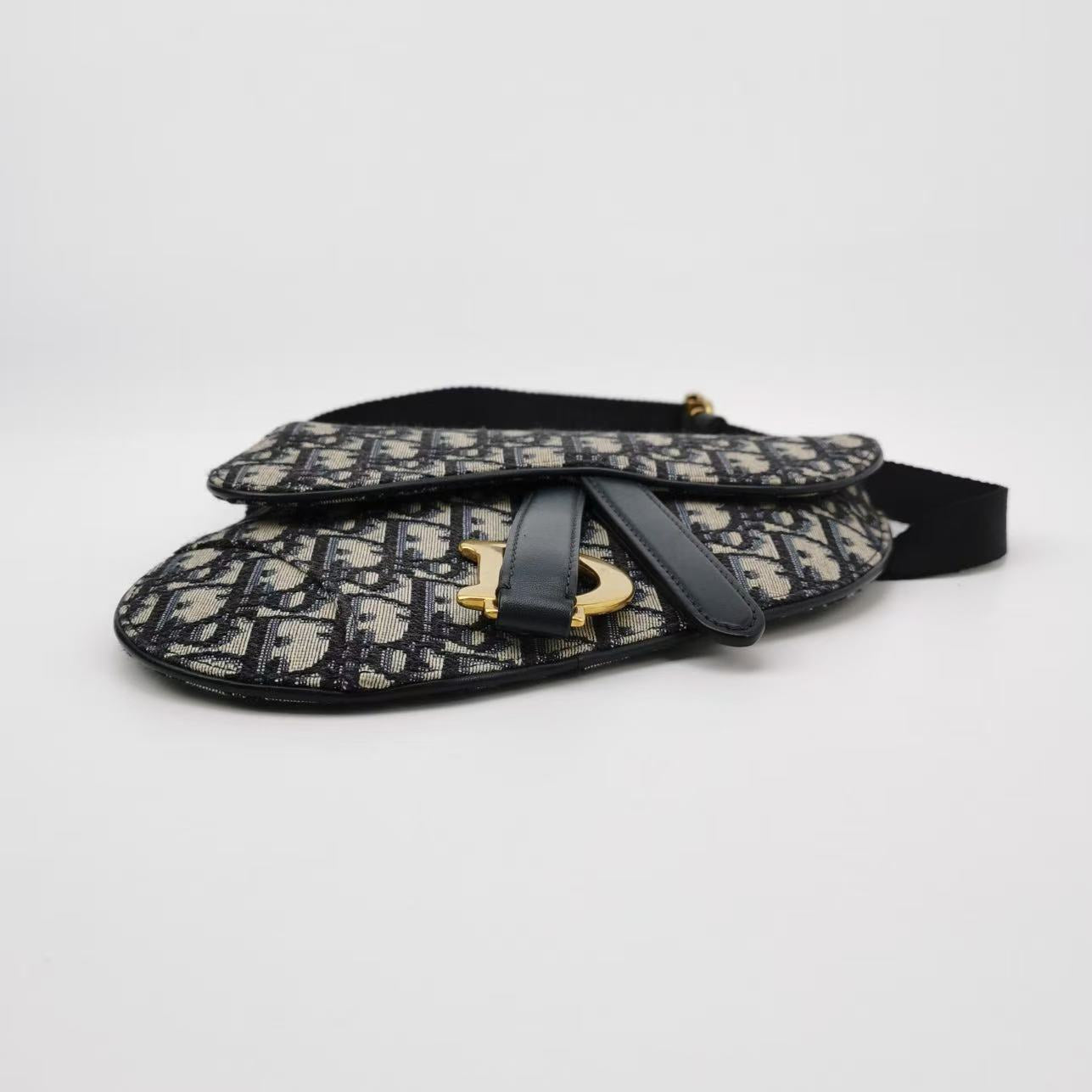 Dior - Saddle Bag - Dior Oblique jacquard canvas with calfskin leather trim - Blue and Beige - (Standard)
