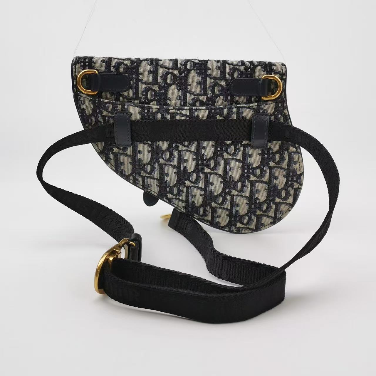 Dior - Saddle Bag - Dior Oblique jacquard canvas with calfskin leather trim - Blue and Beige - (Standard)