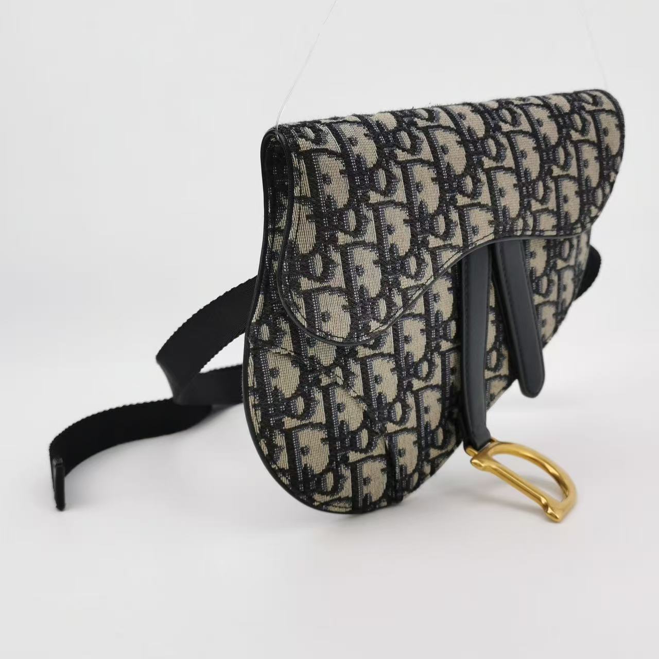 Dior - Saddle Bag - Dior Oblique jacquard canvas with calfskin leather trim - Blue and Beige - (Standard)