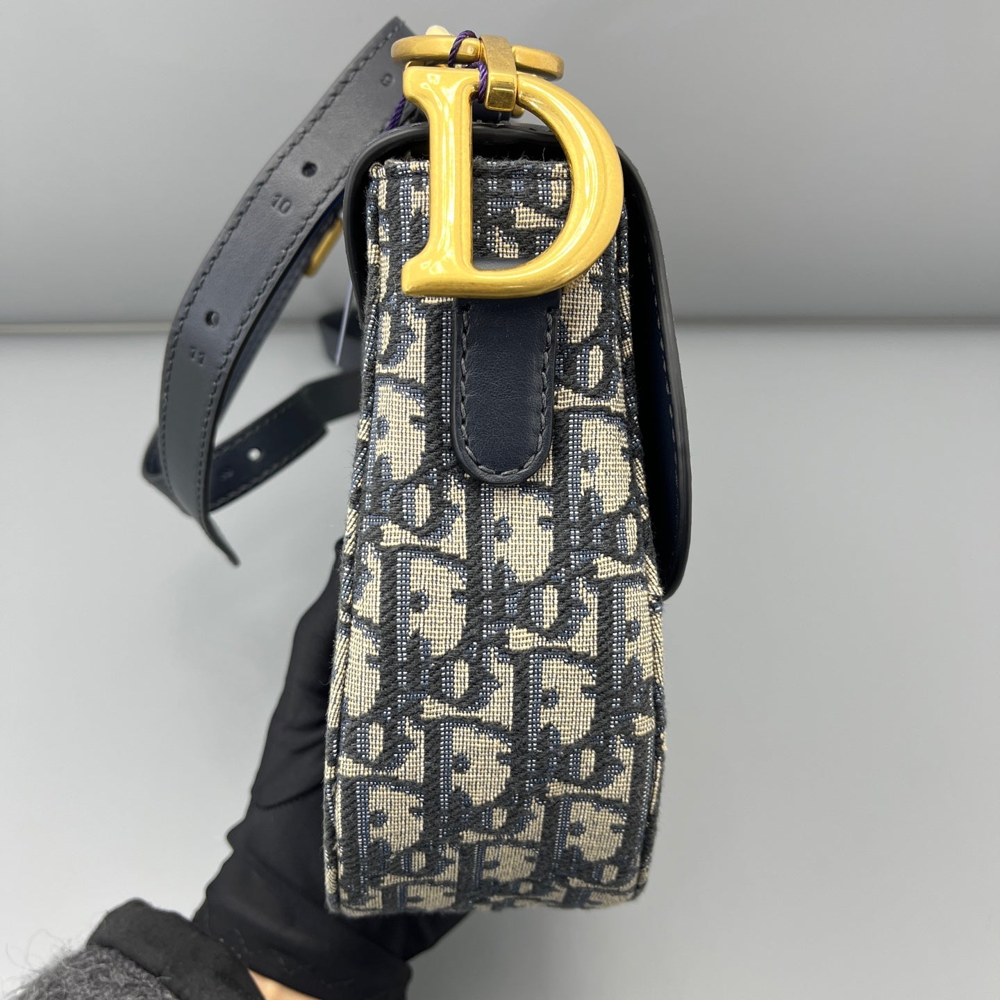 Dior - Saddle Bag - Dior Oblique jacquard canvas with calfskin leather trim - Blue - (medium)