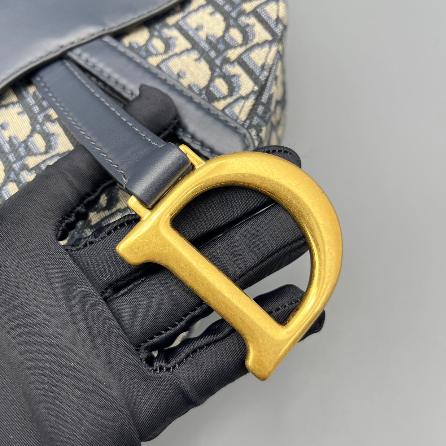 Dior - Saddle Bag - Dior Oblique jacquard canvas with calfskin leather trim - Blue - (medium)