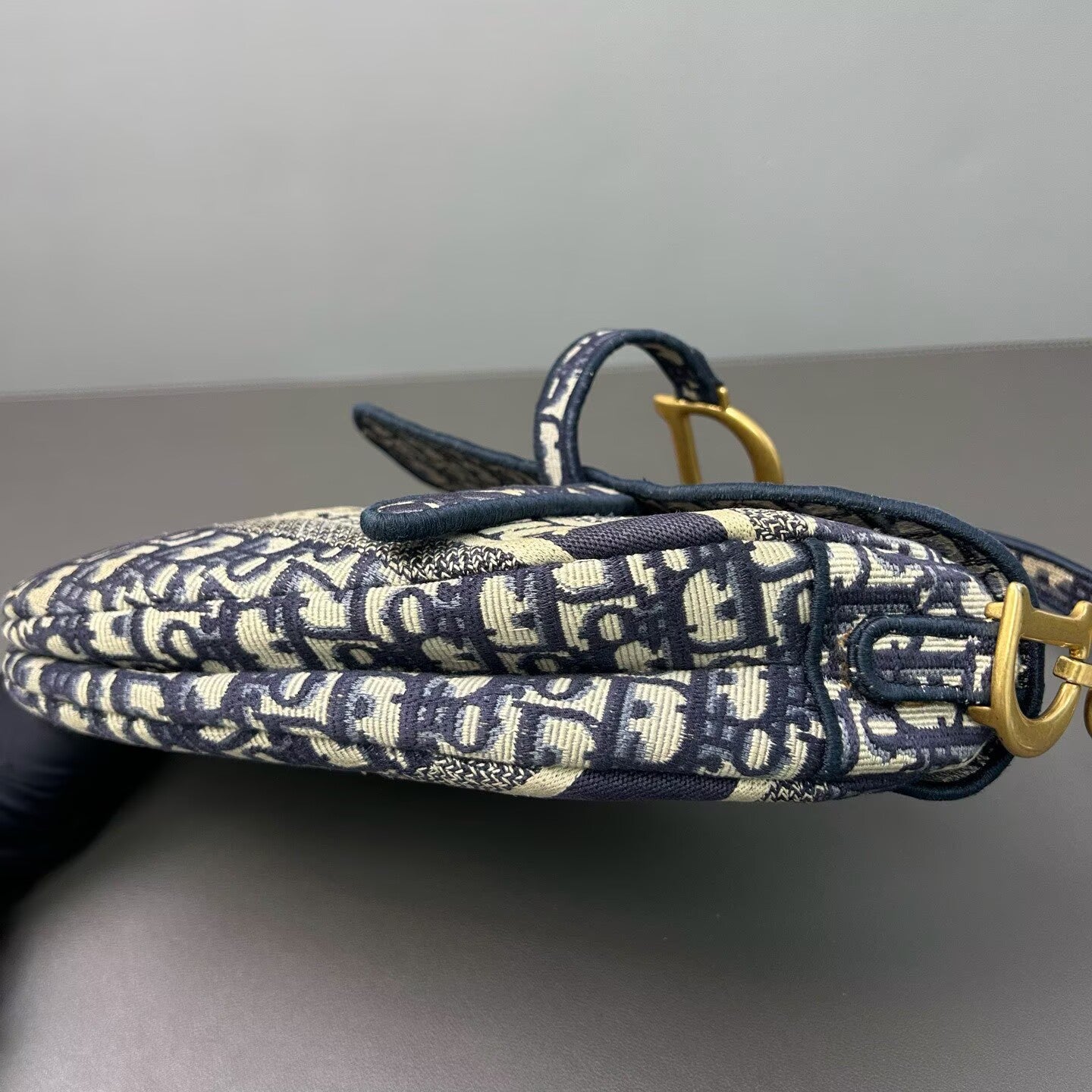 Dior - Saddle Bag - Embroidered Canvas - Blue with Gold-Tone Hardware - (small)