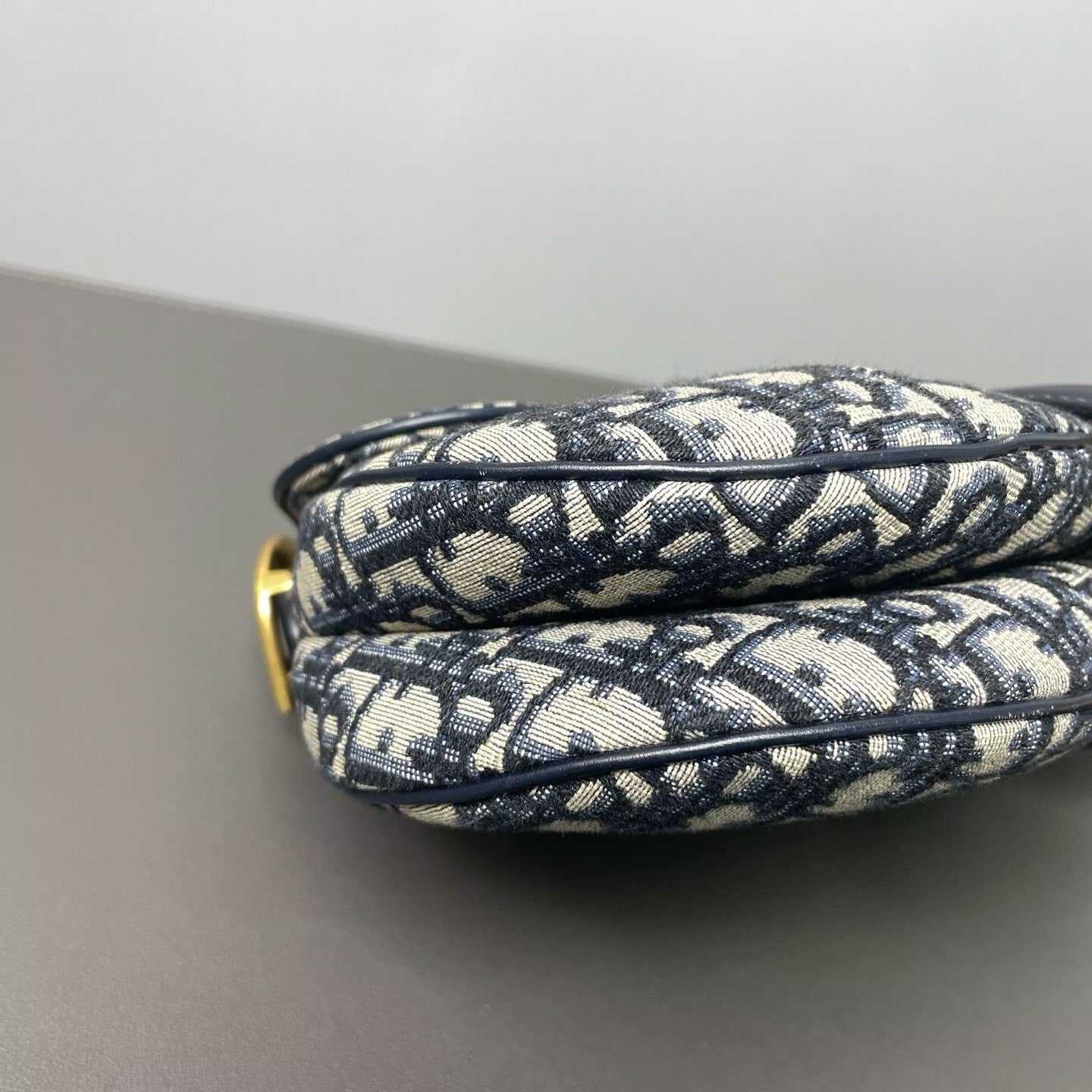 Dior - Saddle Bag - Embroidered canvas with leather trim - Blue - (medium)