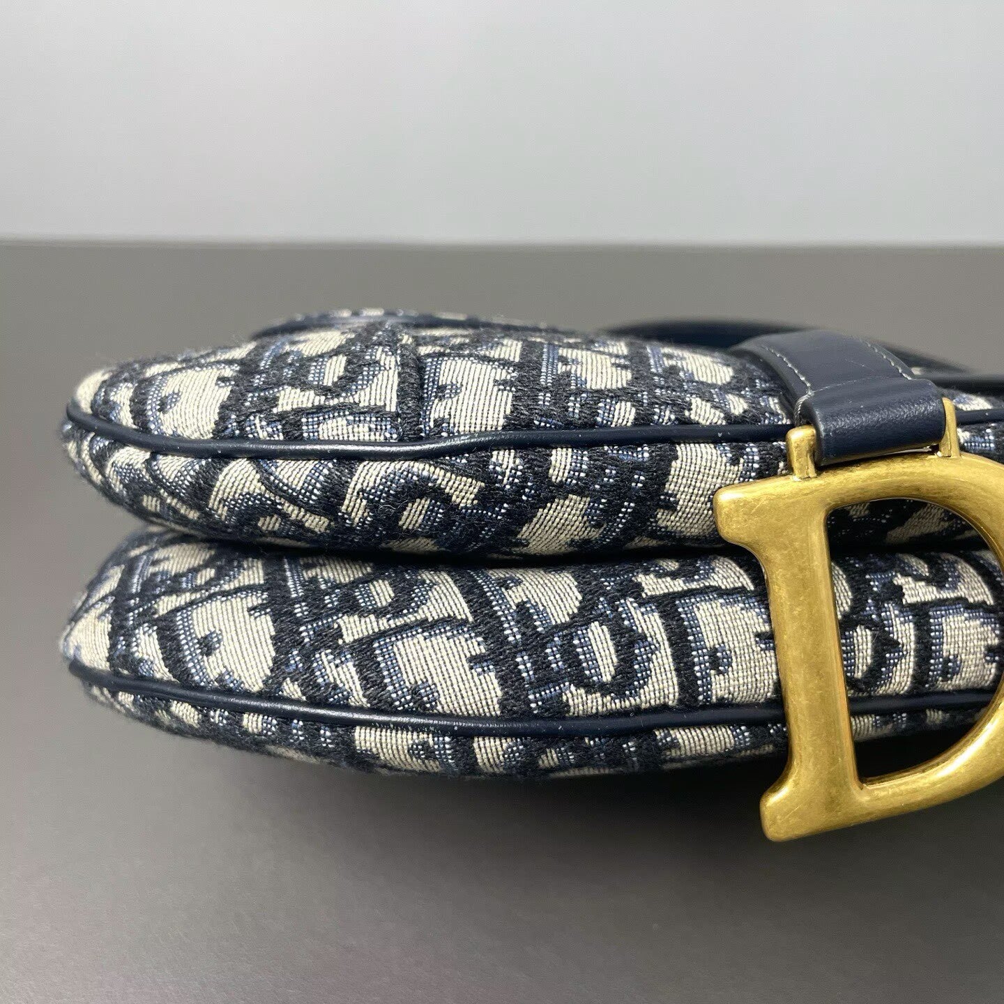 Dior - Saddle Bag - Embroidered canvas with leather trim - Blue - (medium)