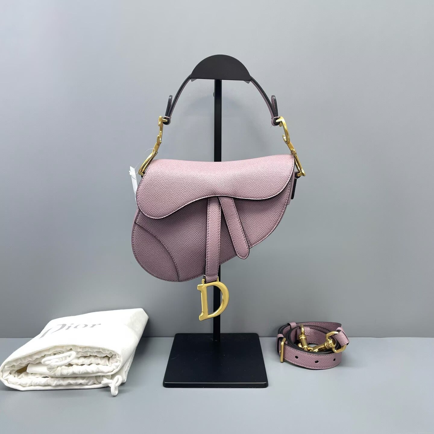 Dior - Saddle bag - Grained calfskin leather - Taro purple with Antique Gold-Tone Hardware - (Small)