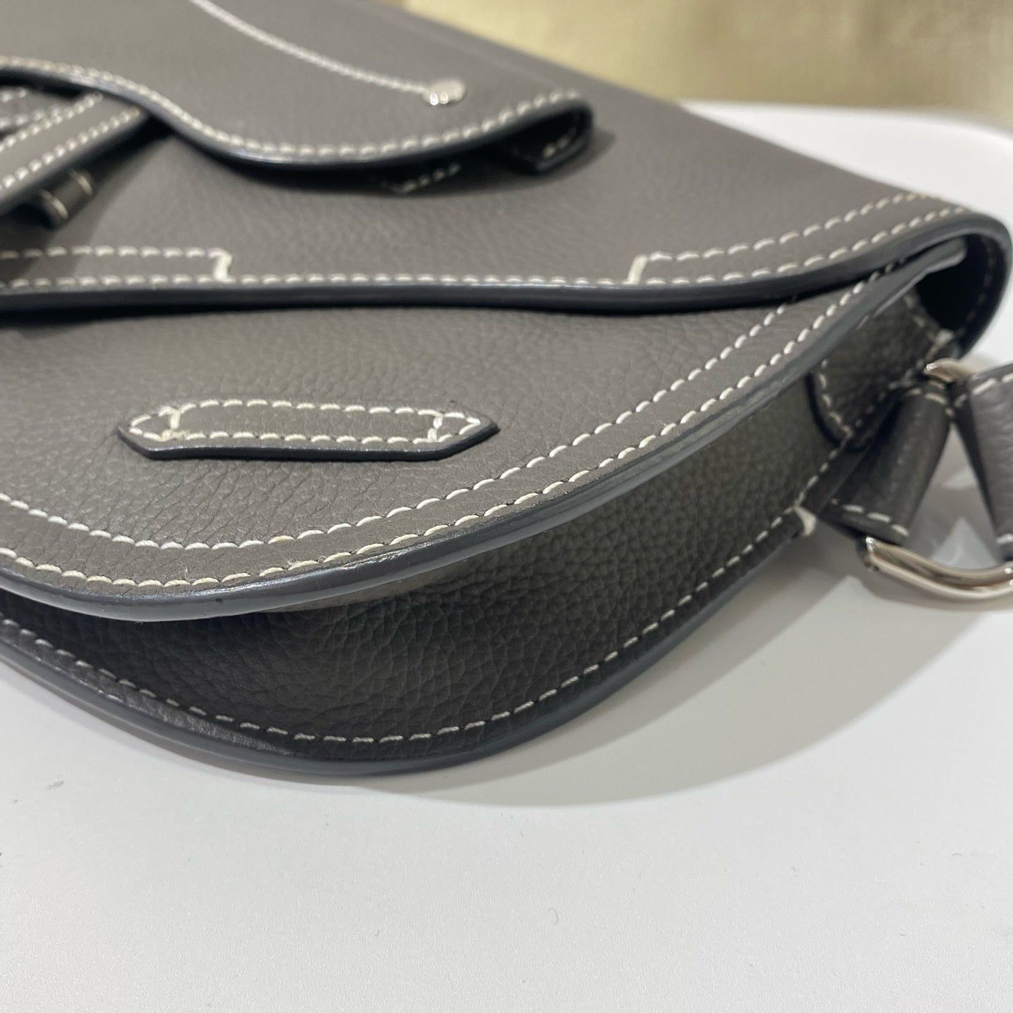 Dior - Saddle Bag - Grained leather - Grey - (small)
