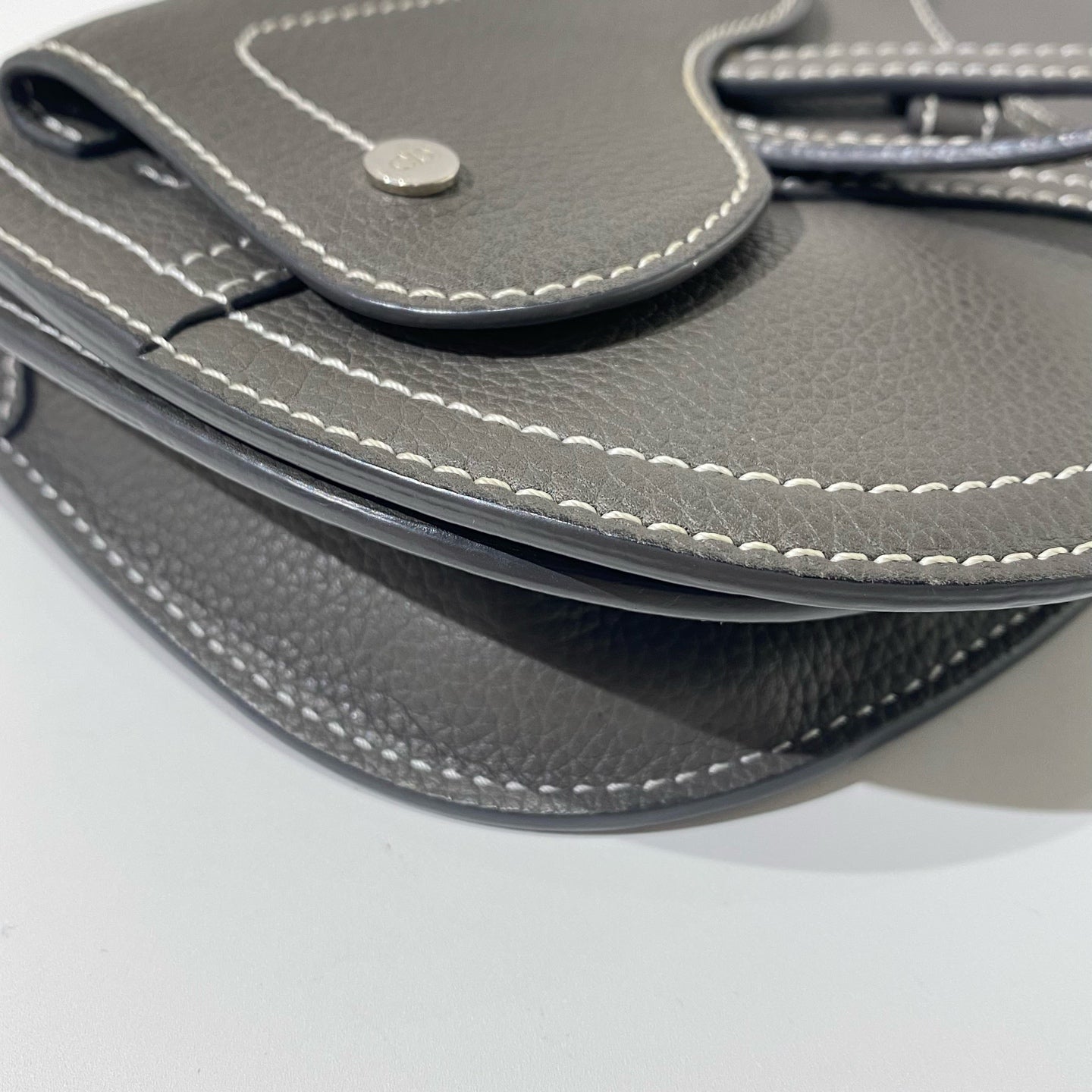 Dior - Saddle Bag - Grained leather - Grey - (small)