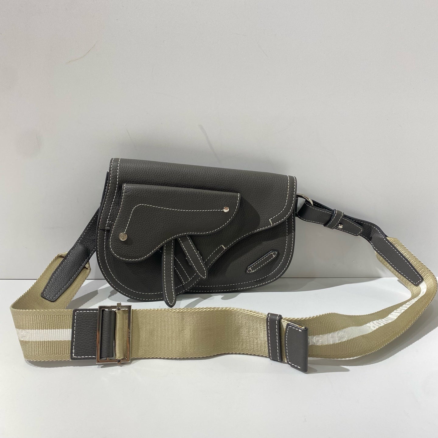 Dior - Saddle Bag - Grained leather - Grey - (small)